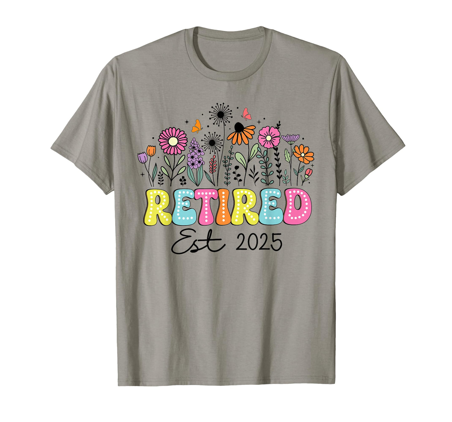 Retired Est 2025 Boho Floral Retirement Retire Teacher Women T-Shirt