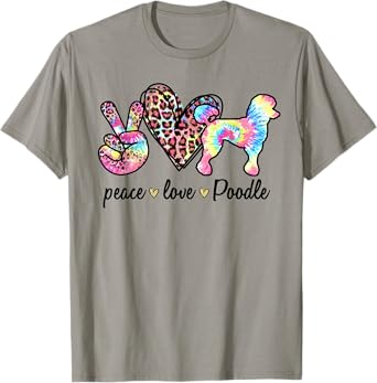 Cute Peace Love Poodle Tie-dye Women Dog Lover Mothers Day T-Shirt
