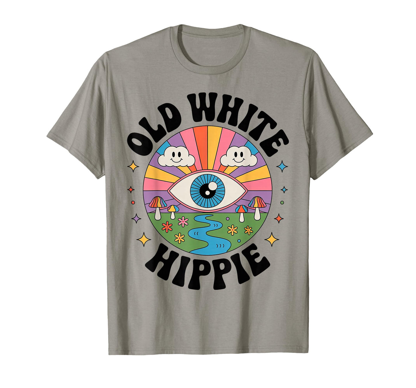 Trippy Old White Hippie Retro Psychedelic Art T-Shirt