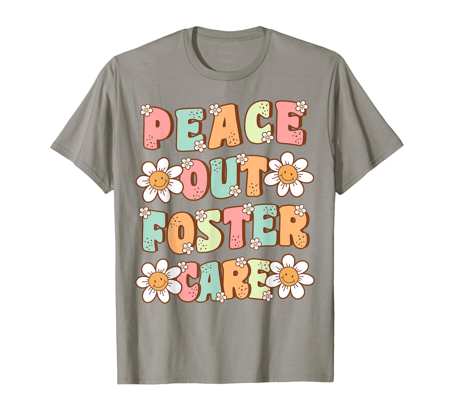 Peace Out Foster Care Adopted Kids Cute Groovy Adoption Day T-Shirt