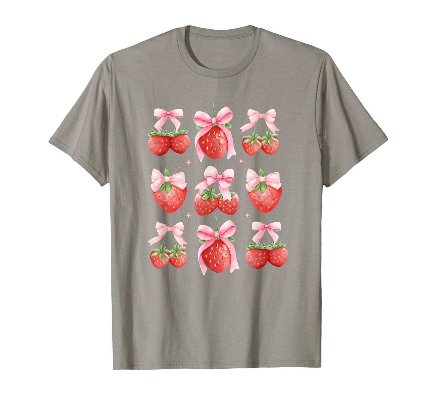 Cute Pink Bow Coquette Strawberry Clean Girl Aesthetic T-Shirt