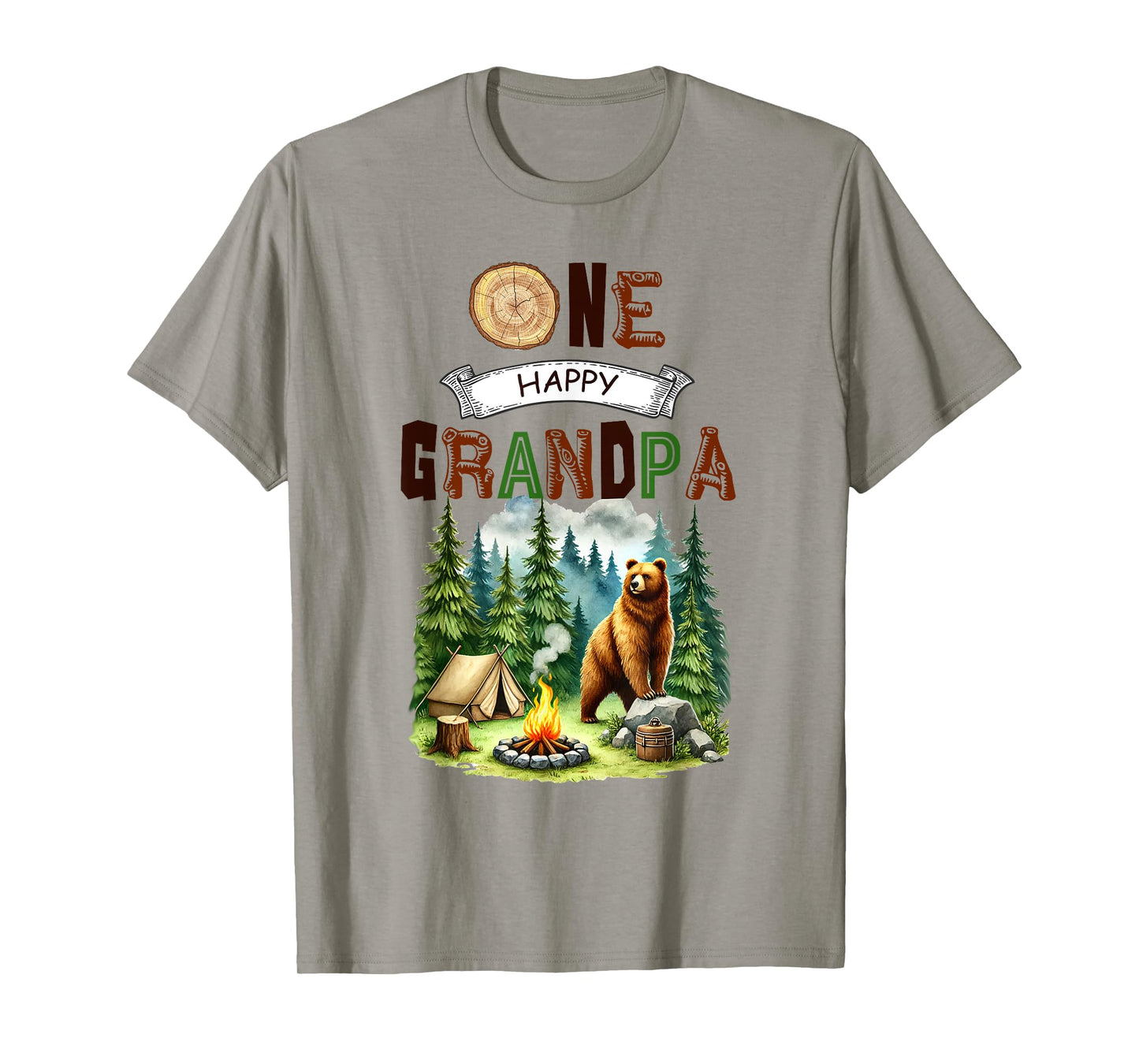 One Happy Grandpa Camper First Birthday Camping Bear Men T-Shirt