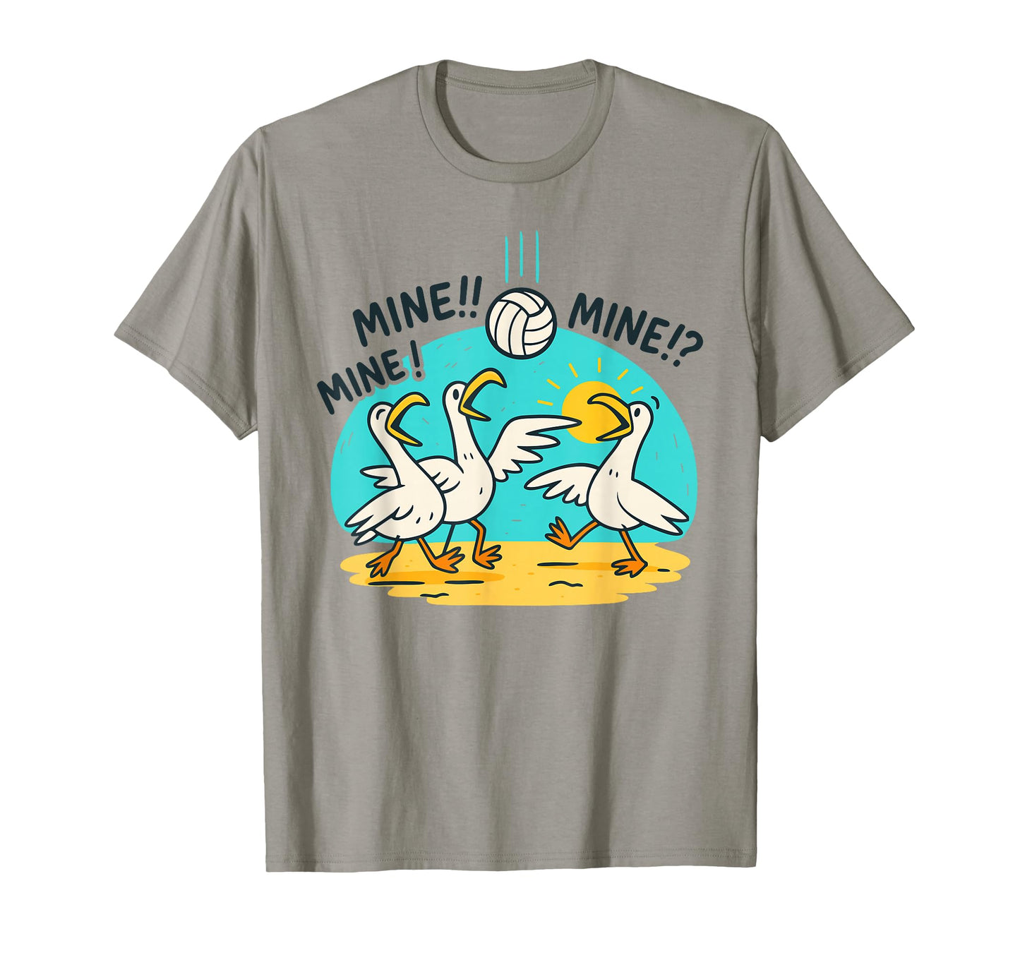 Funny Bird Playing Volleyball Mine Game Day Vibes Sports T-Shirt