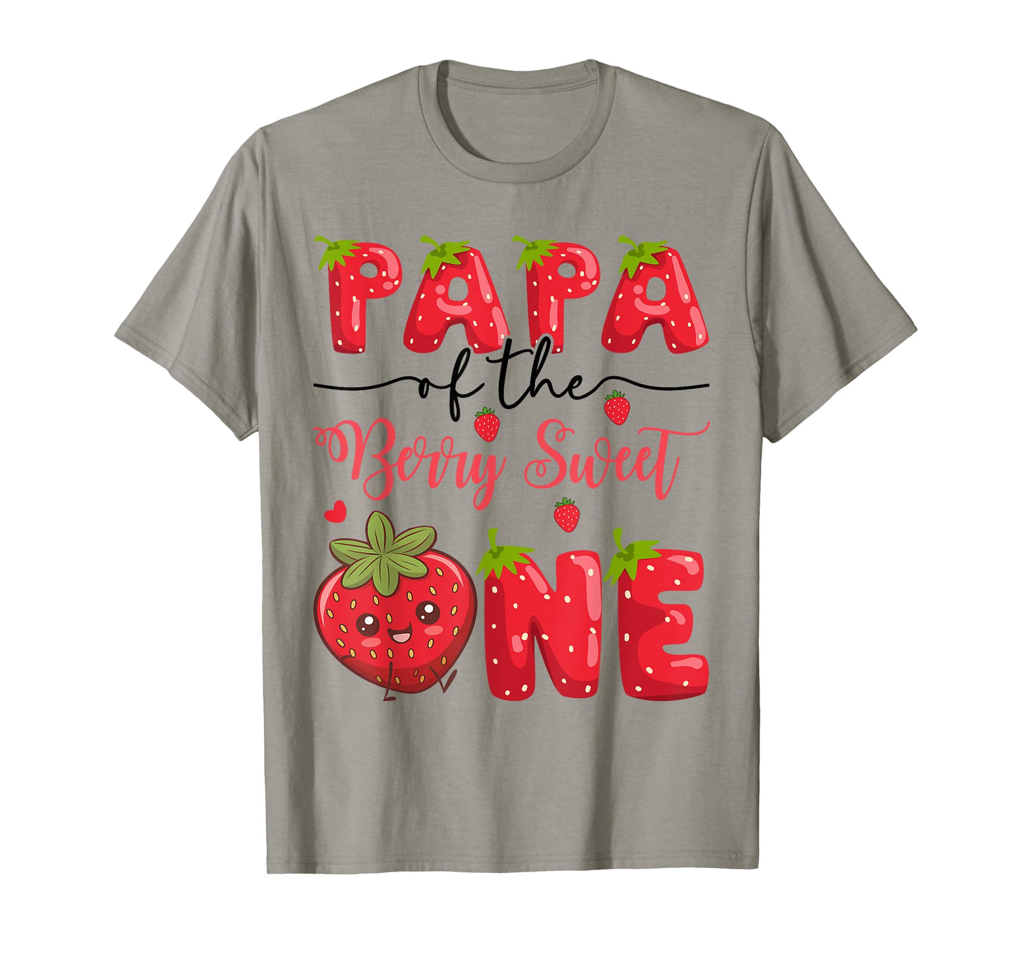Papa Of The Berry Sweet One Strawberry First Birthday T-Shirt