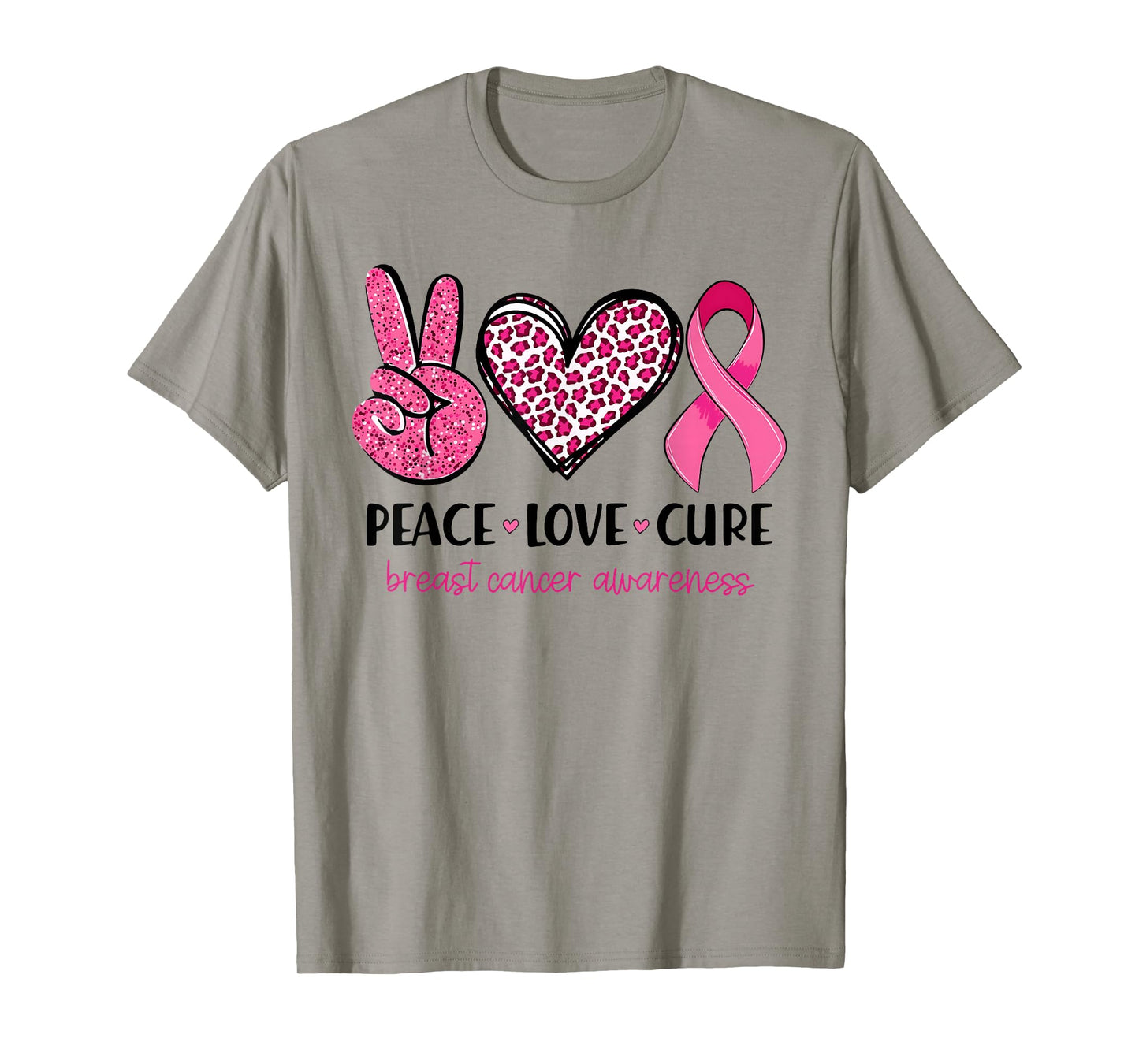 Peace Love Cure Pink Ribbon Breast Cancer Awareness Womens T-Shirt