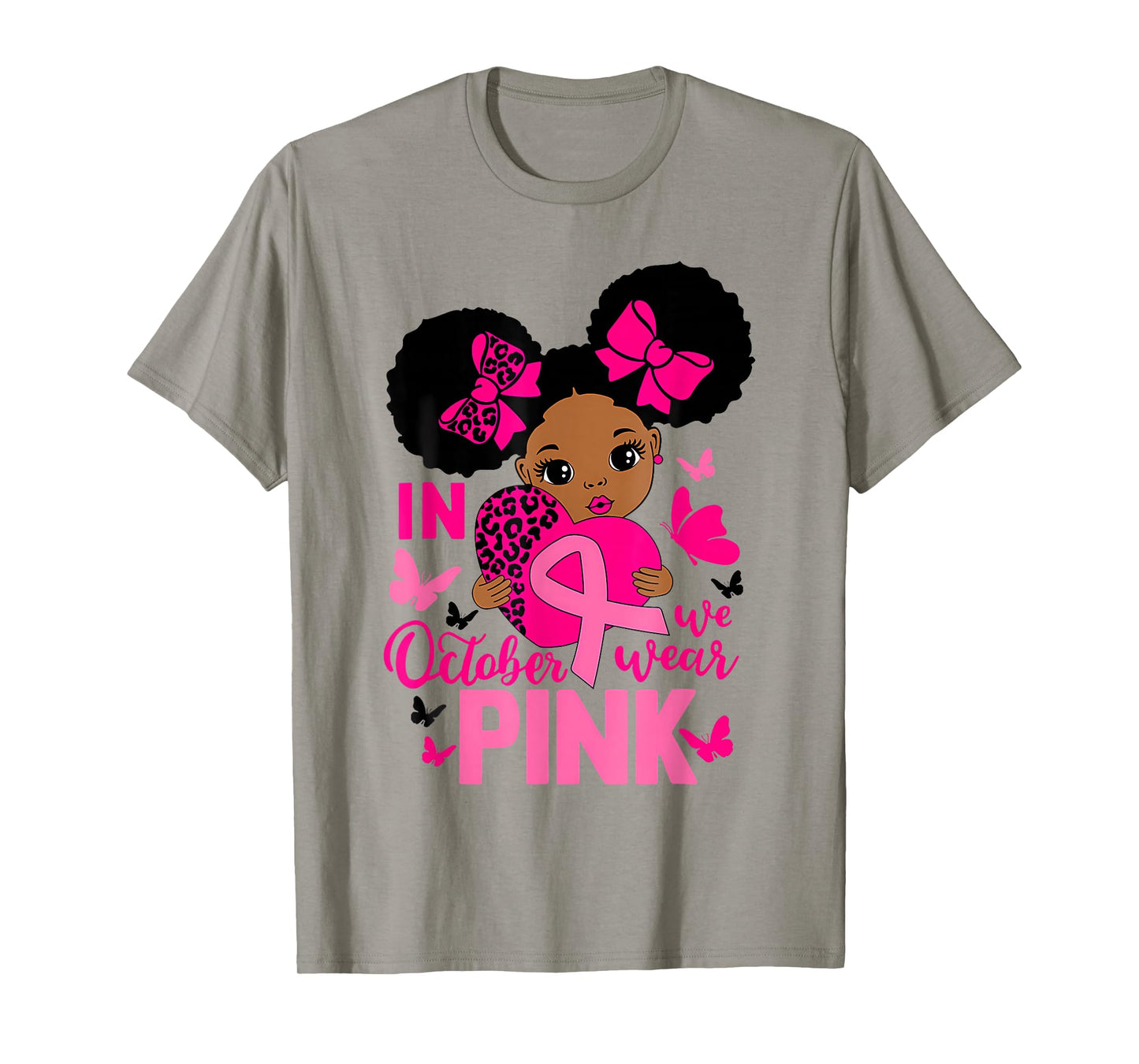 Messy Bun in October We Wear Pink Girls Toddlers T-Shirt