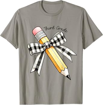 Third Grade Teacher Girl Coquette Pencil Bow 3rd Grade Team T-Shirt