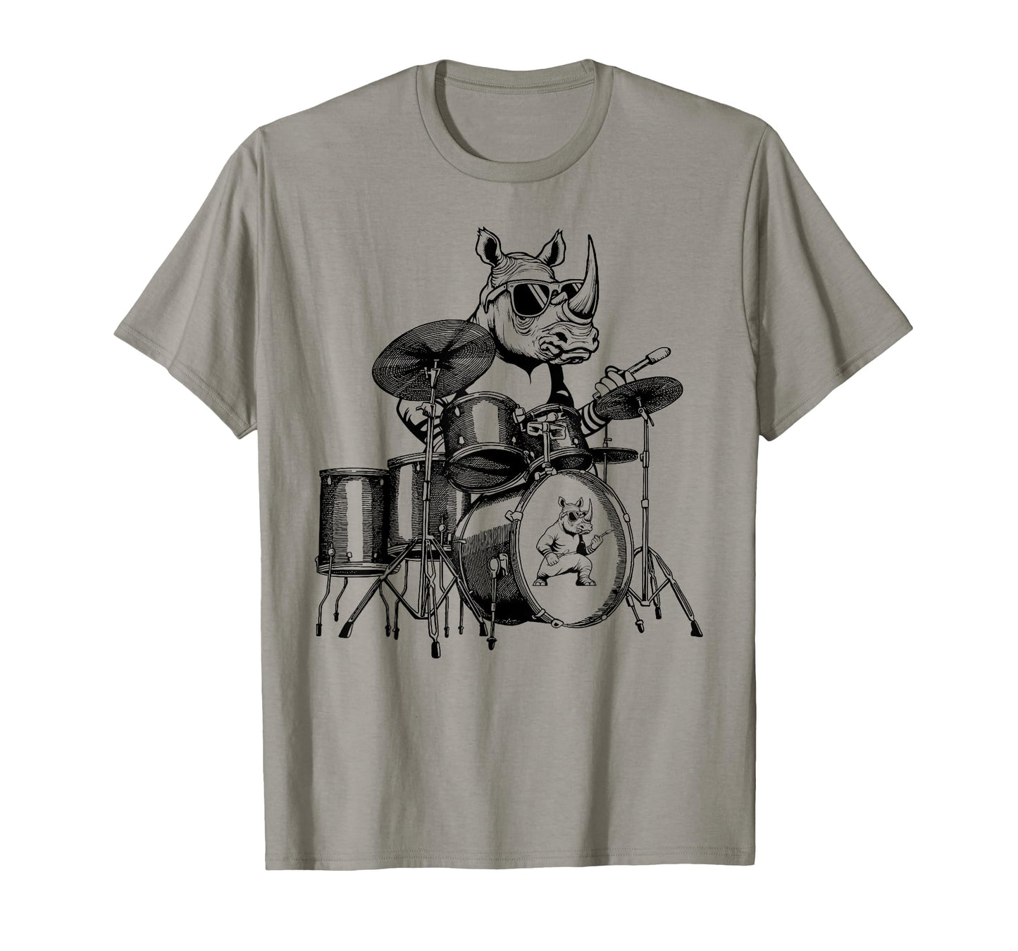 Rhino Playing Drums Drummer Drumming Musician Band T-Shirt
