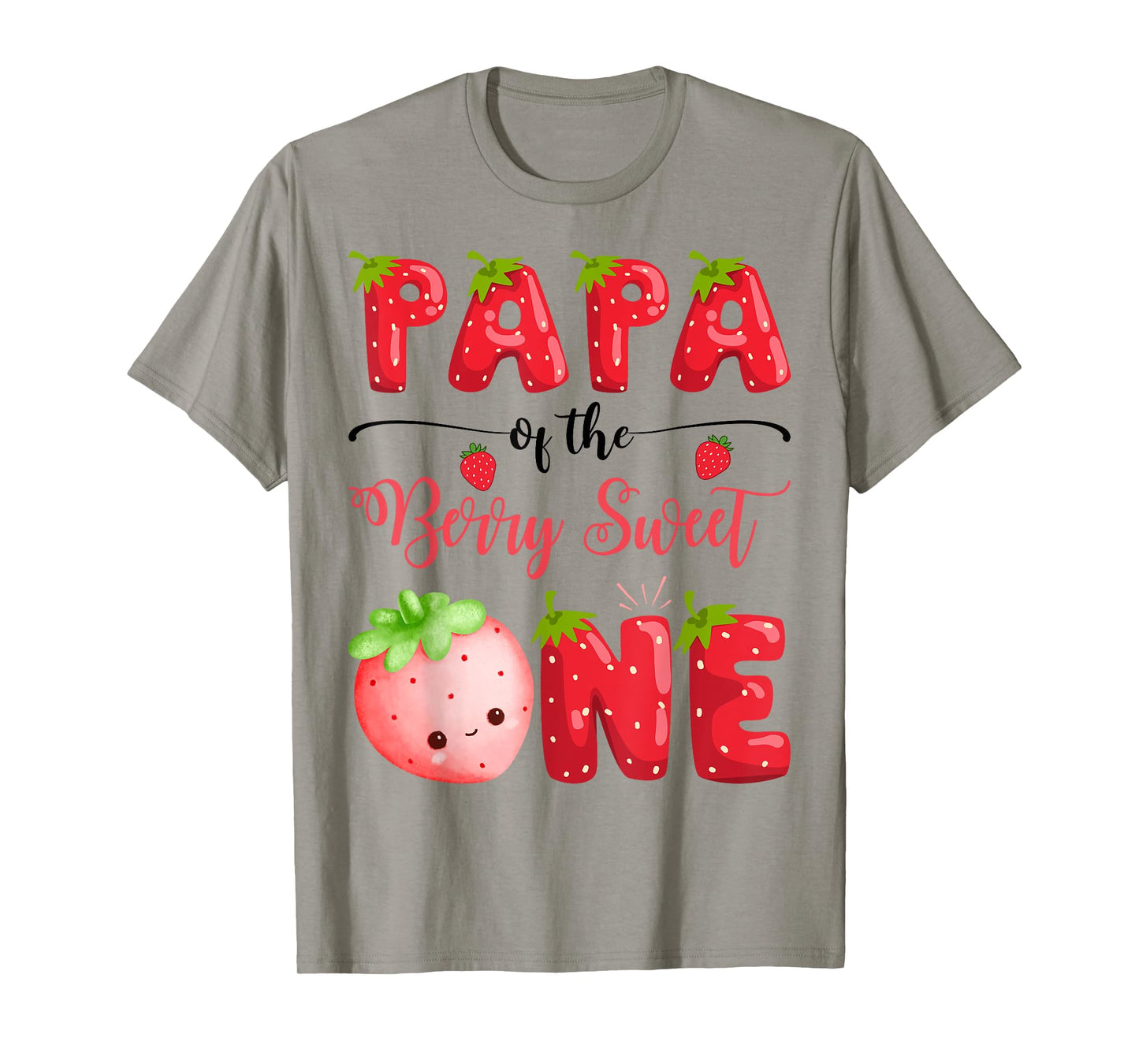 Papa Of The Berry Sweet One Birthday Girl Strawberry T-Shirt