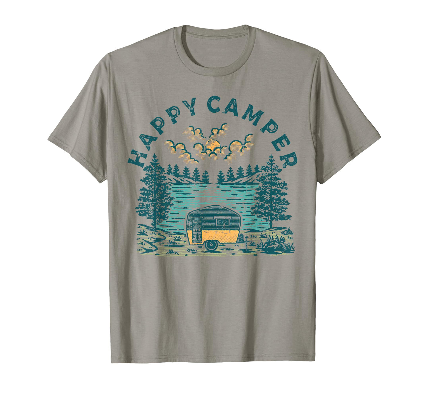 Happy Camper Hiking Lake Camping Family Vacation Vintage T-Shirt