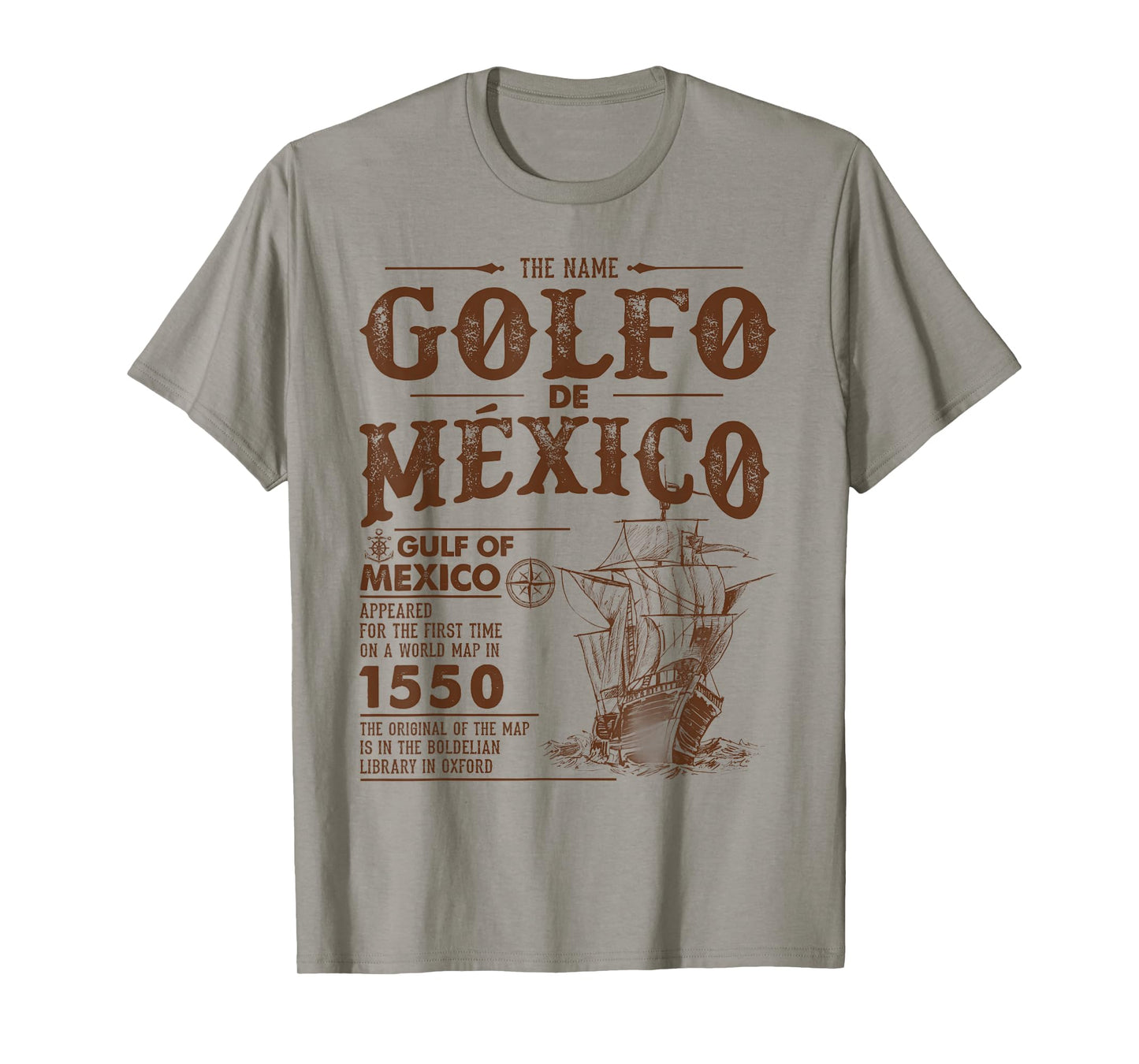 Vintage Gulf Of Mexico Map Name Origin Since 1550 T-Shirt