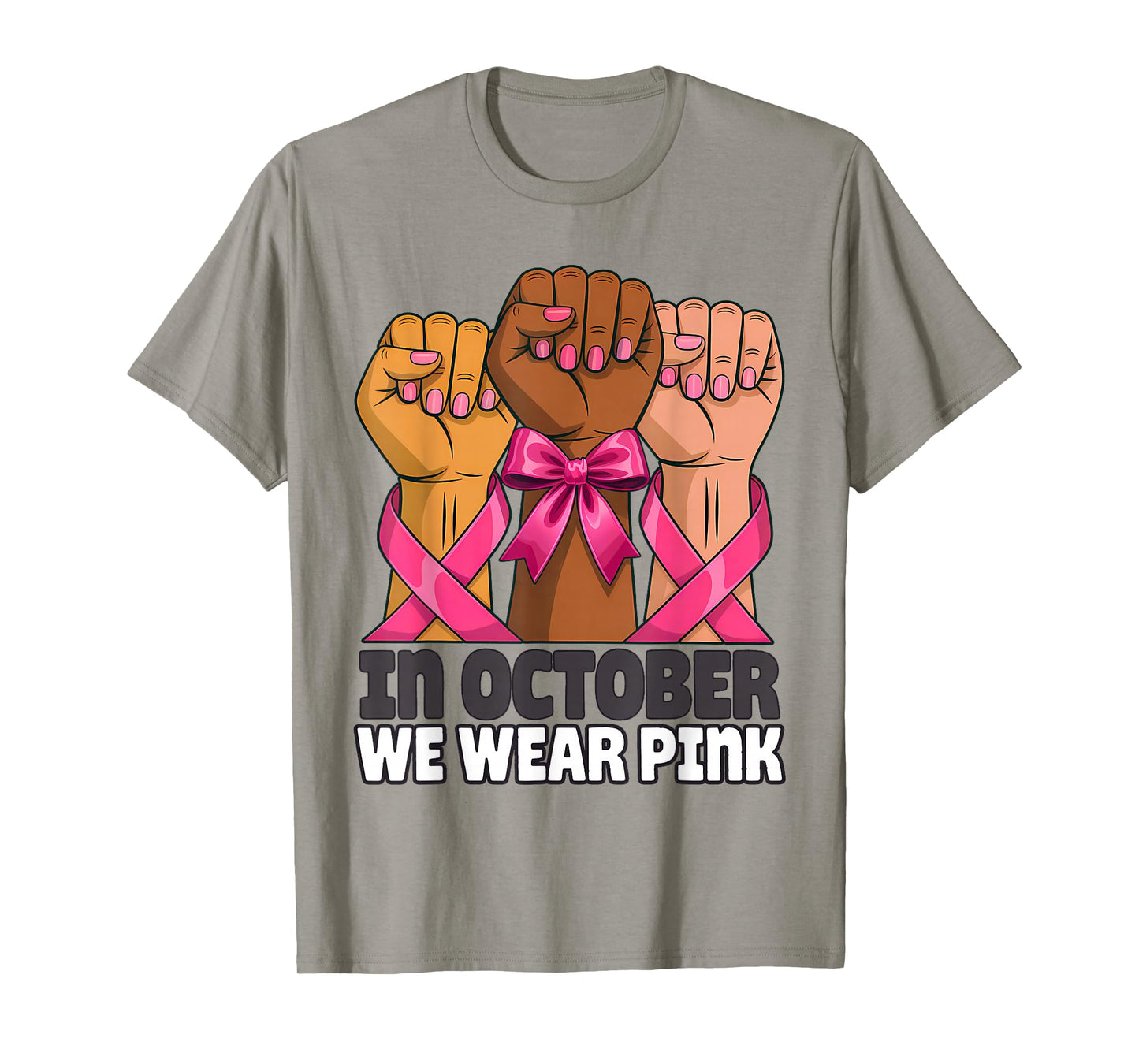 Vintage in October We Wear Pink Breast Cancer Fists Raise T-Shirt