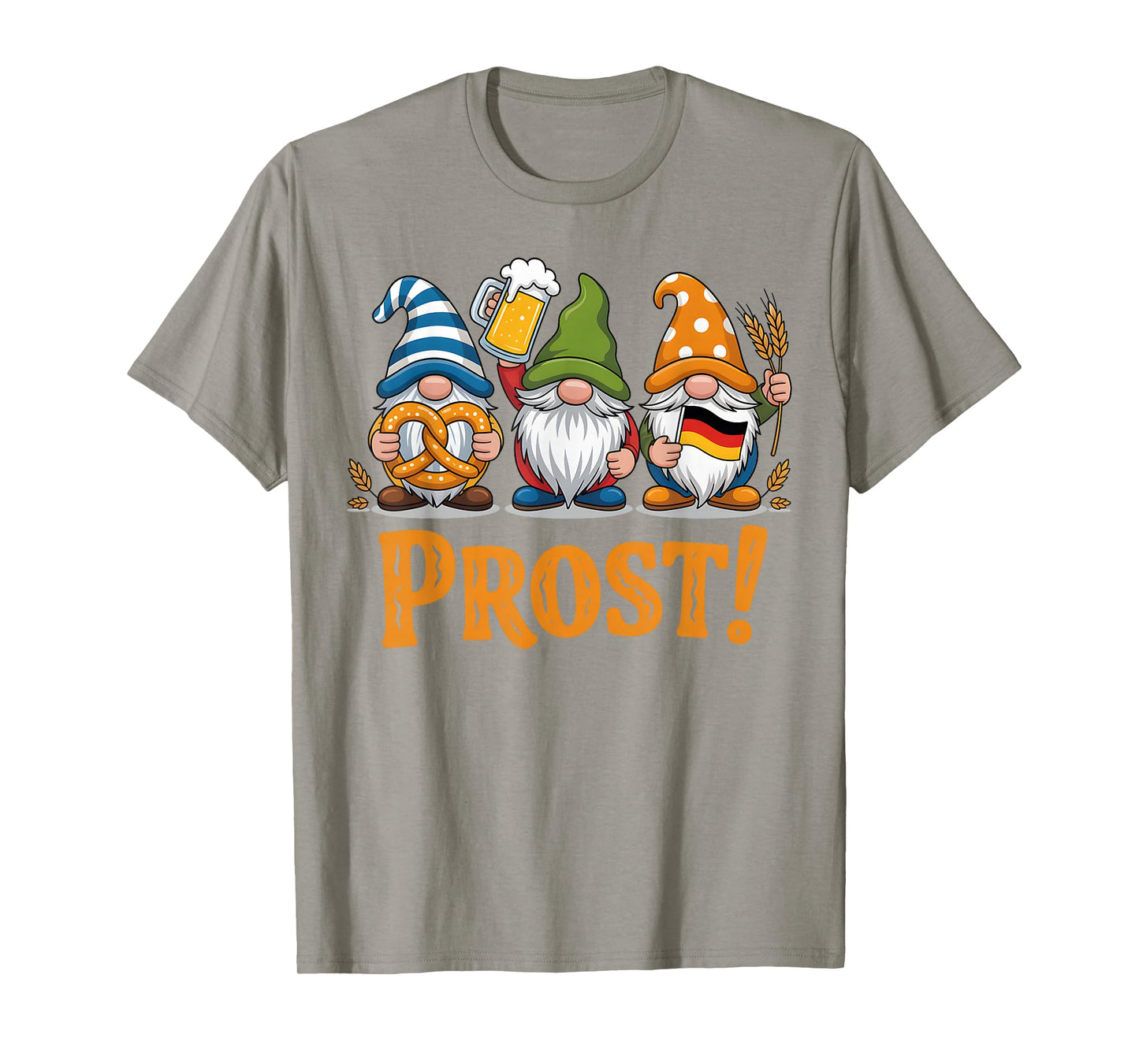Oktoberfest Gnomes Prost Beer Pretzel German Flag Funny T-Shirt
