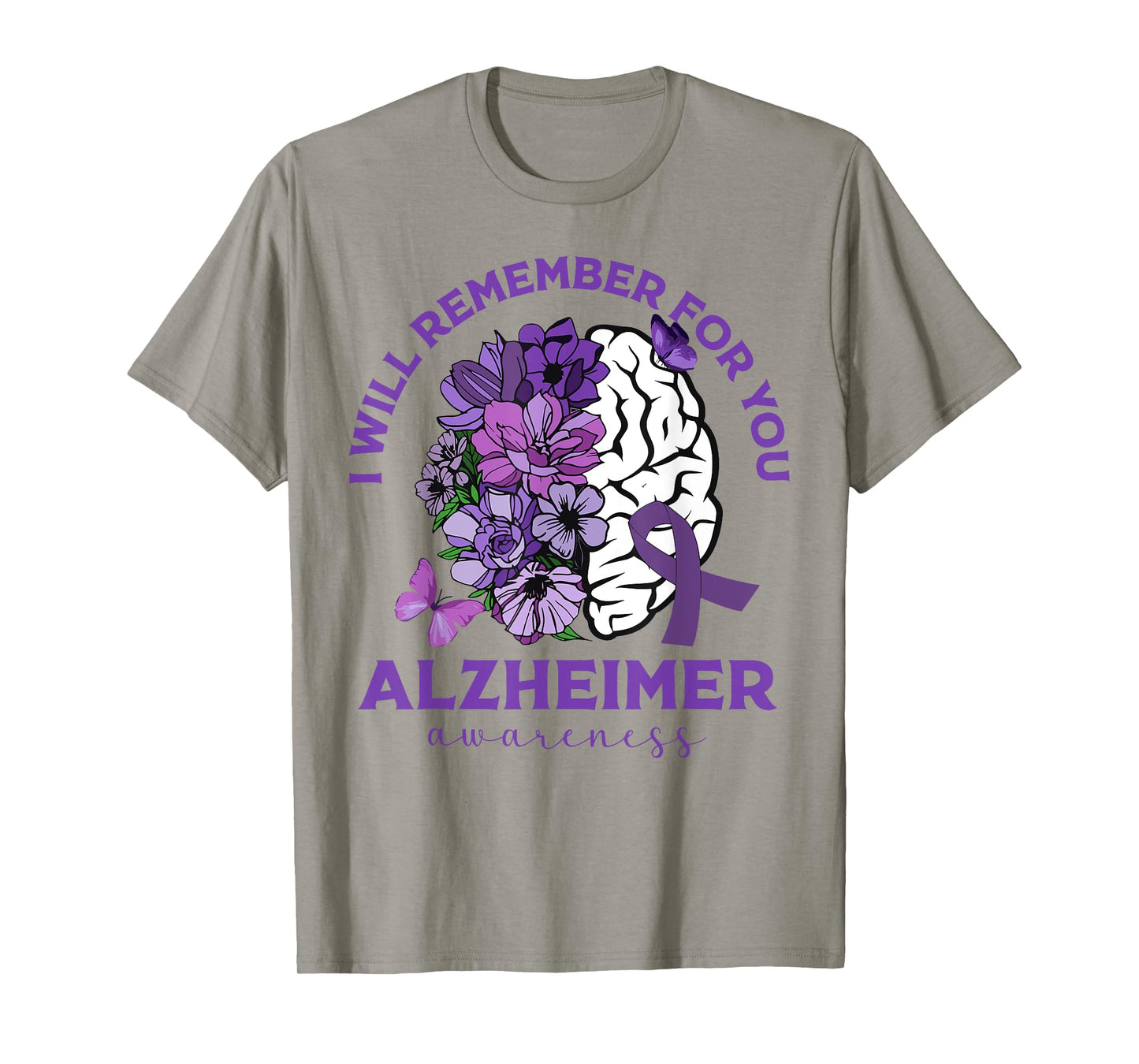 I Will Remember For You Purple Flowers Alzheimers Awareness T-Shirt