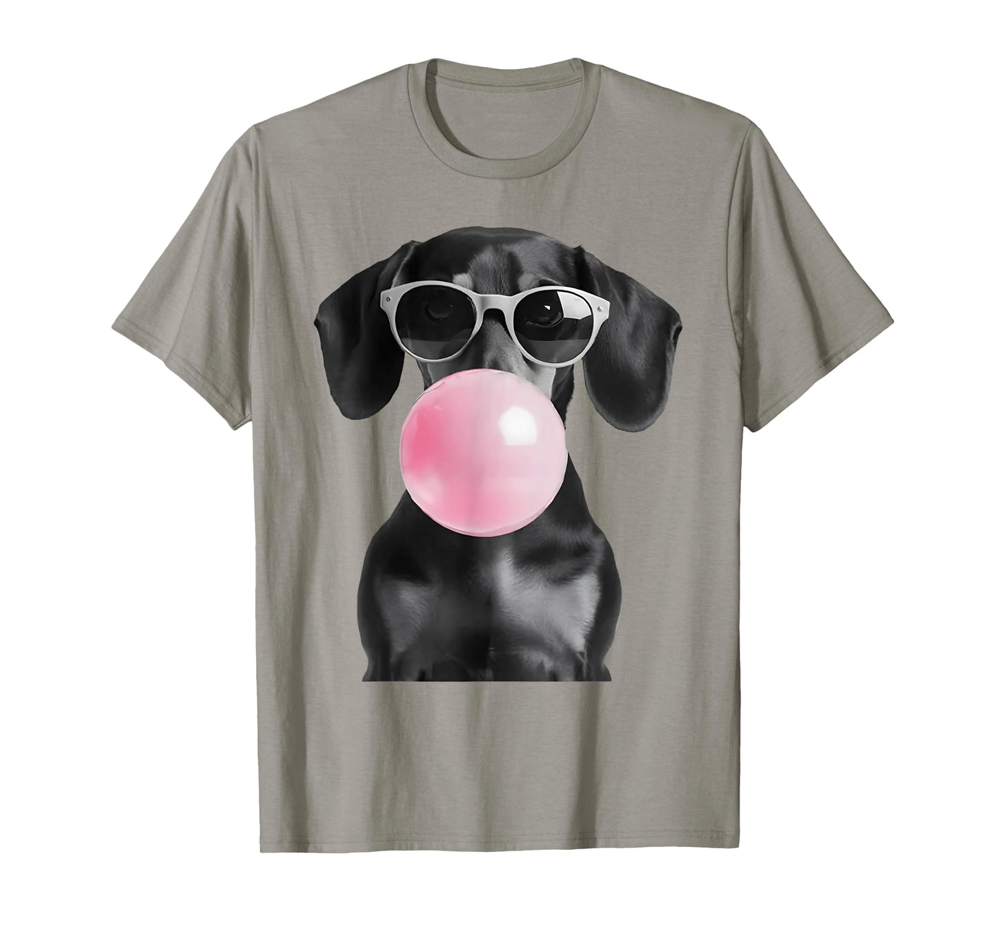 Cute Black Dachshund Dog With Heart Glasses Bubble Gum T-Shirt