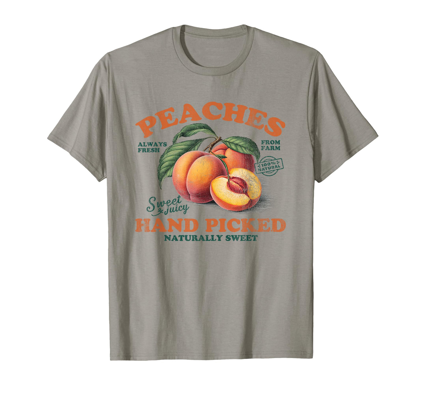 Peaches Hand Picked Vintage Fruit Retro Peach Graphic T-Shirt