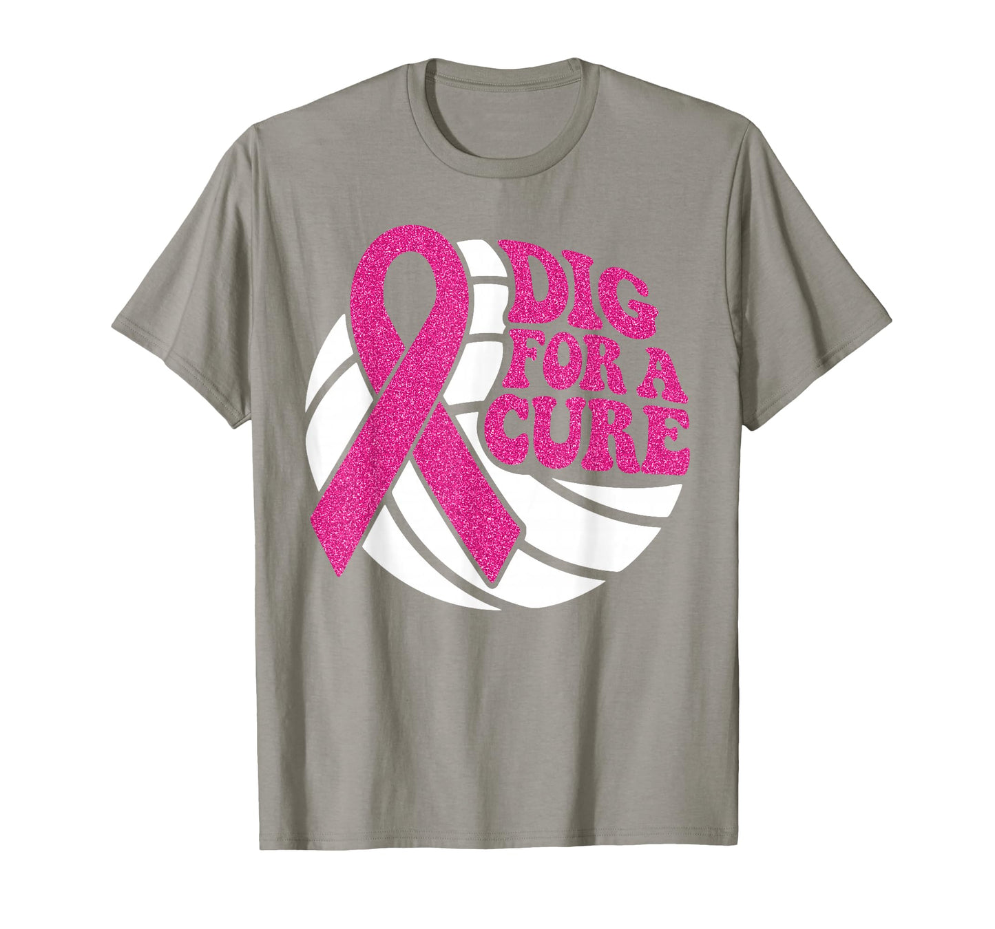 Dig for Cure Pink Ribbon Volleyball Breast Cancer Awareness T-Shirt