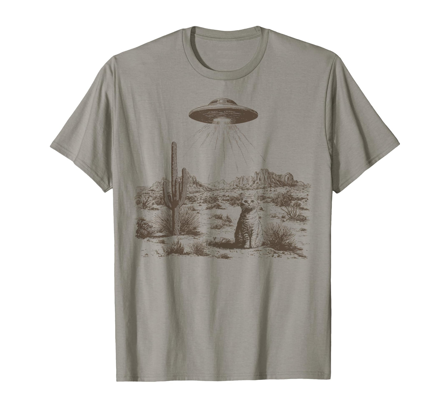 Vintage Western UFO Alien Rodeo Cowboy Cat Wild West Kitten T-Shirt