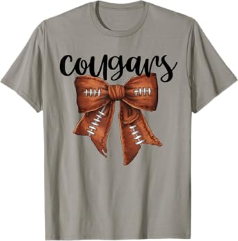 Cougars Football Bow School Spirit Team Mascot Game Night T-Shirt