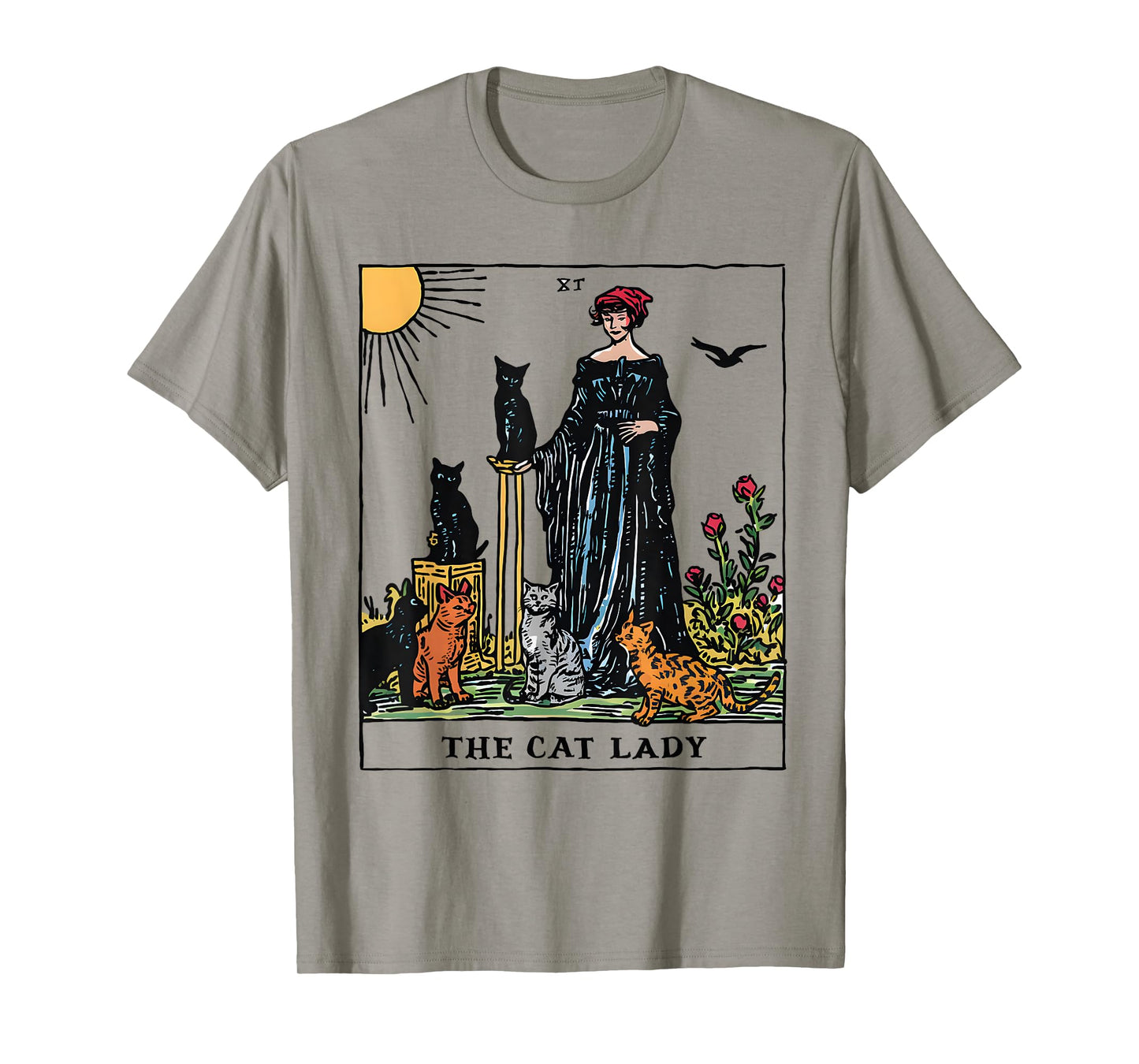 The Cat Lady Tarot Card Vintage Gothic Women Cat Mom T-Shirt