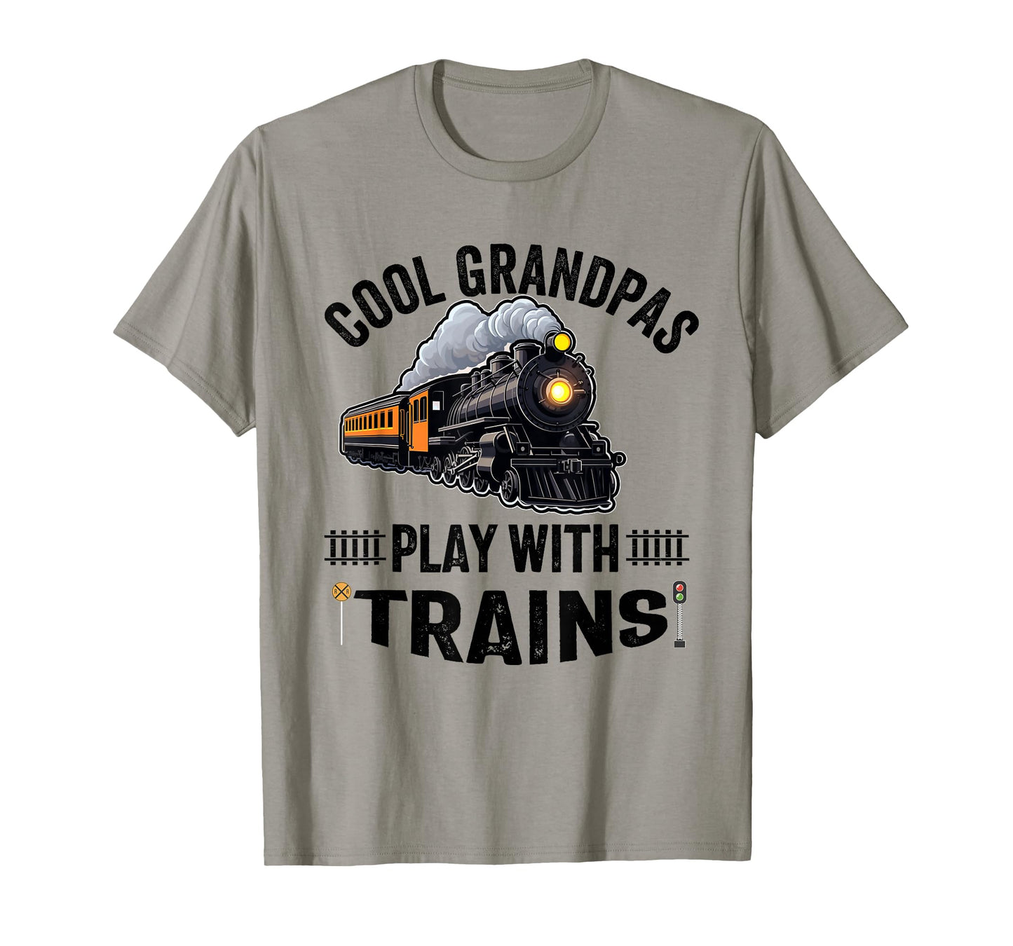 cool grandpas play with trains Train Conductor Locomotive T-Shirt