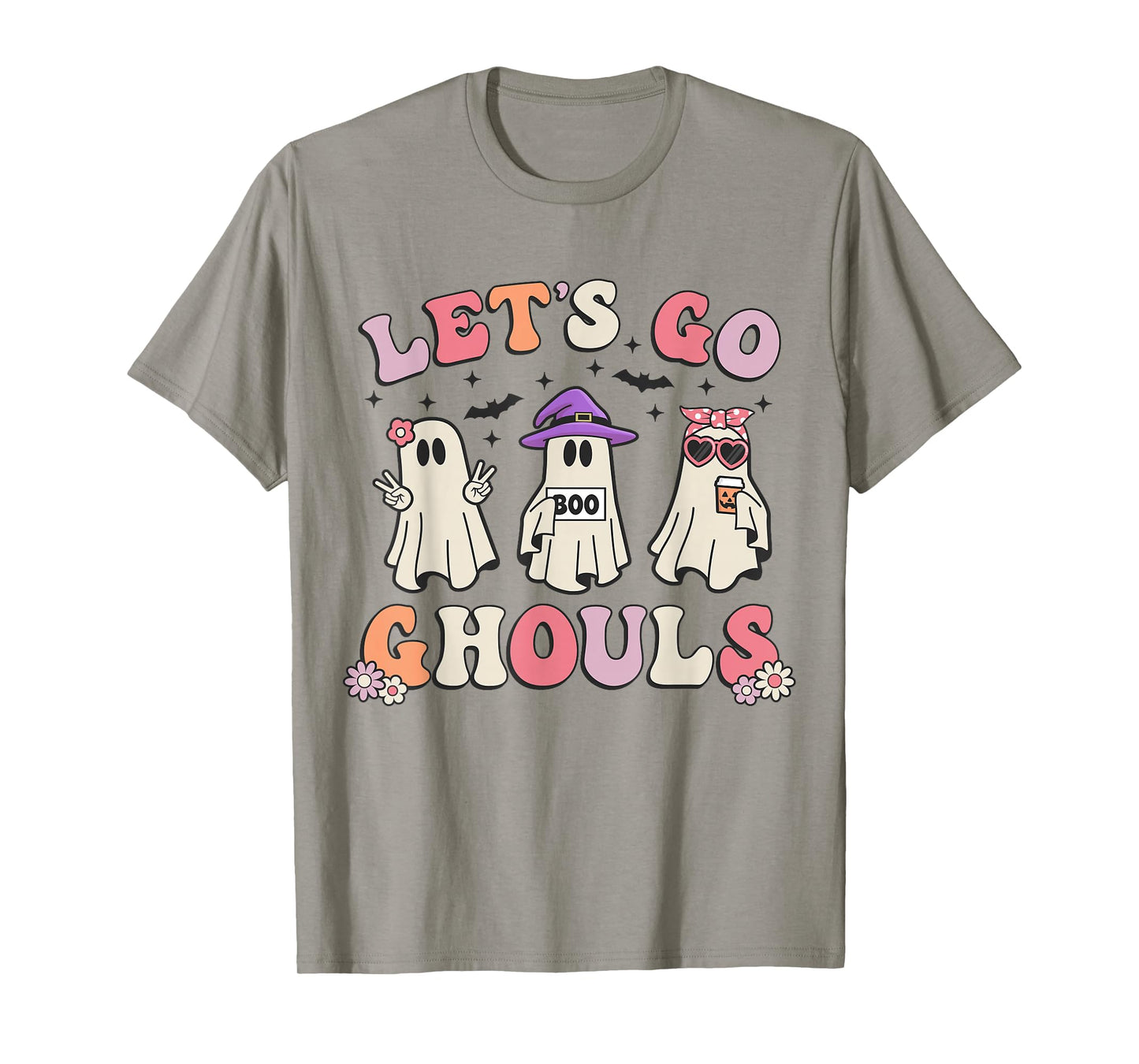 Lets Go Ghouls Retro Halloween Ghost Women Toddler Girl T-Shirt