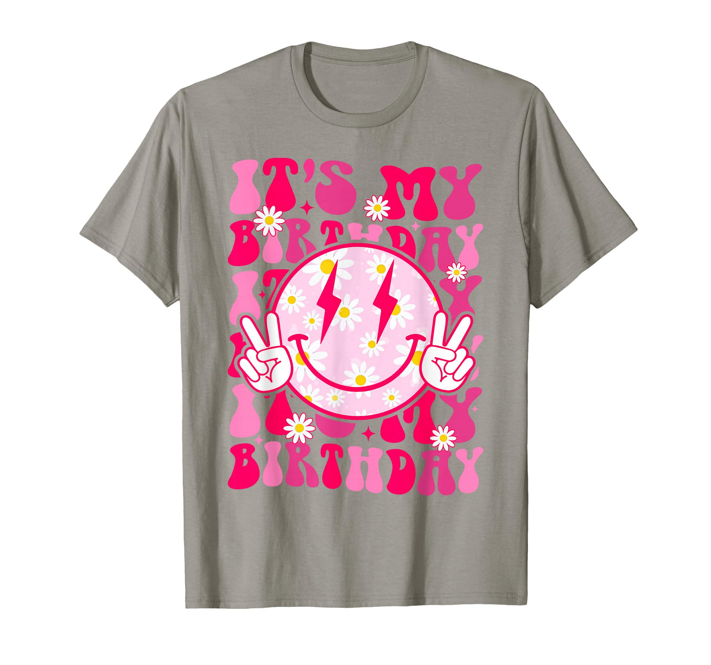 Groovy It's My Birthday Women Teens Girls Preppy Smile Face T-Shirt