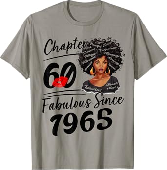 Chapter 60 Fabulous Since 1965 60th Birthday Afro Black Girl T-Shirt