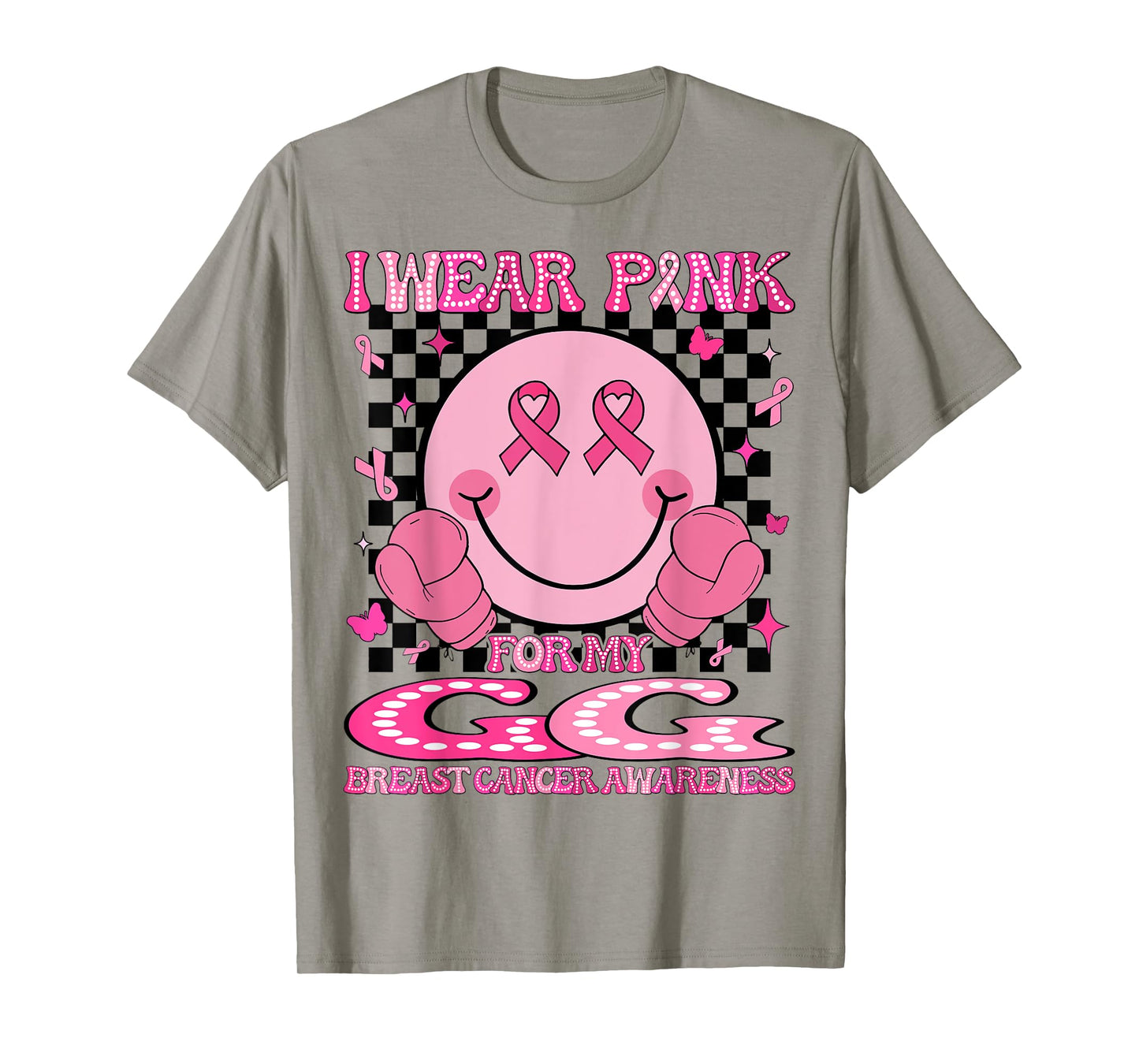 I Wear Pink For My GG Breast Cancer Awareness Groovy T-Shirt