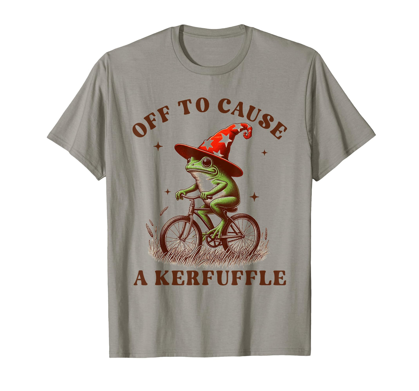 Sarcasm Frog Riding Bicycle Humor Off To Cause A Kerfuffle T-Shirt