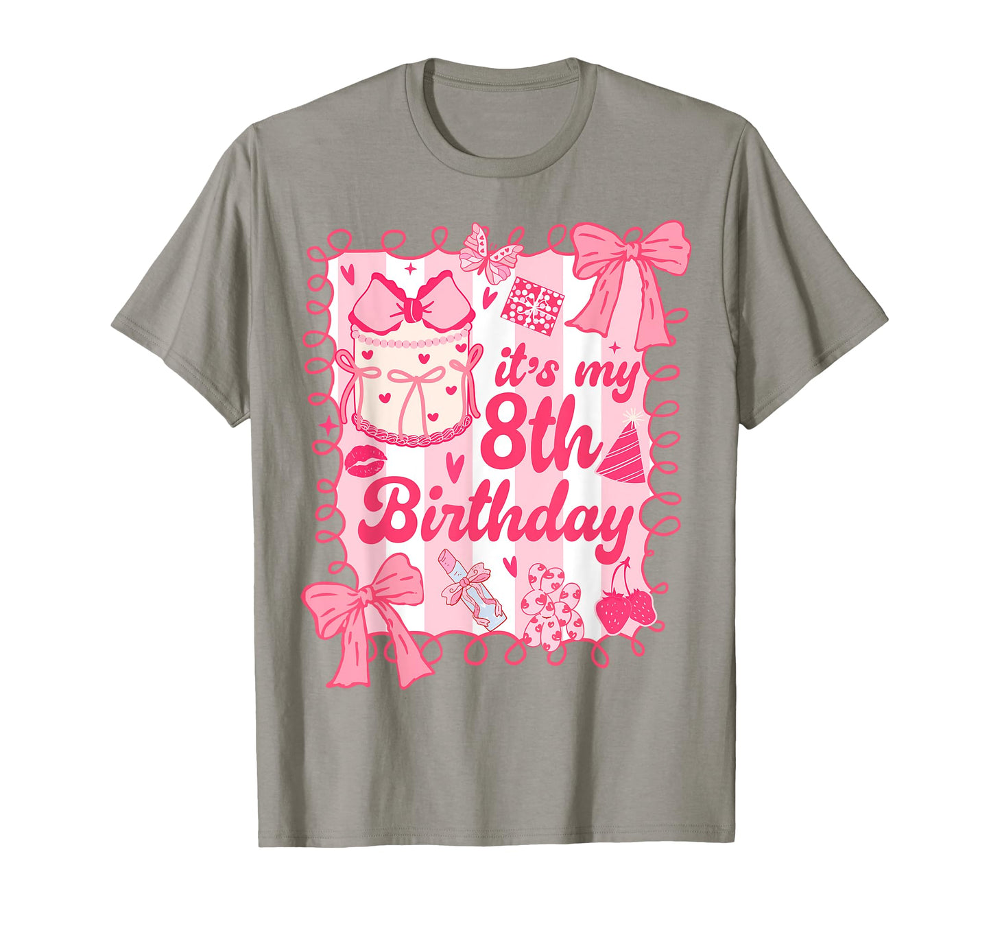 Kid It's My 8th Birthday Coquette Aesthetic 8 Years Old Girl T-Shirt