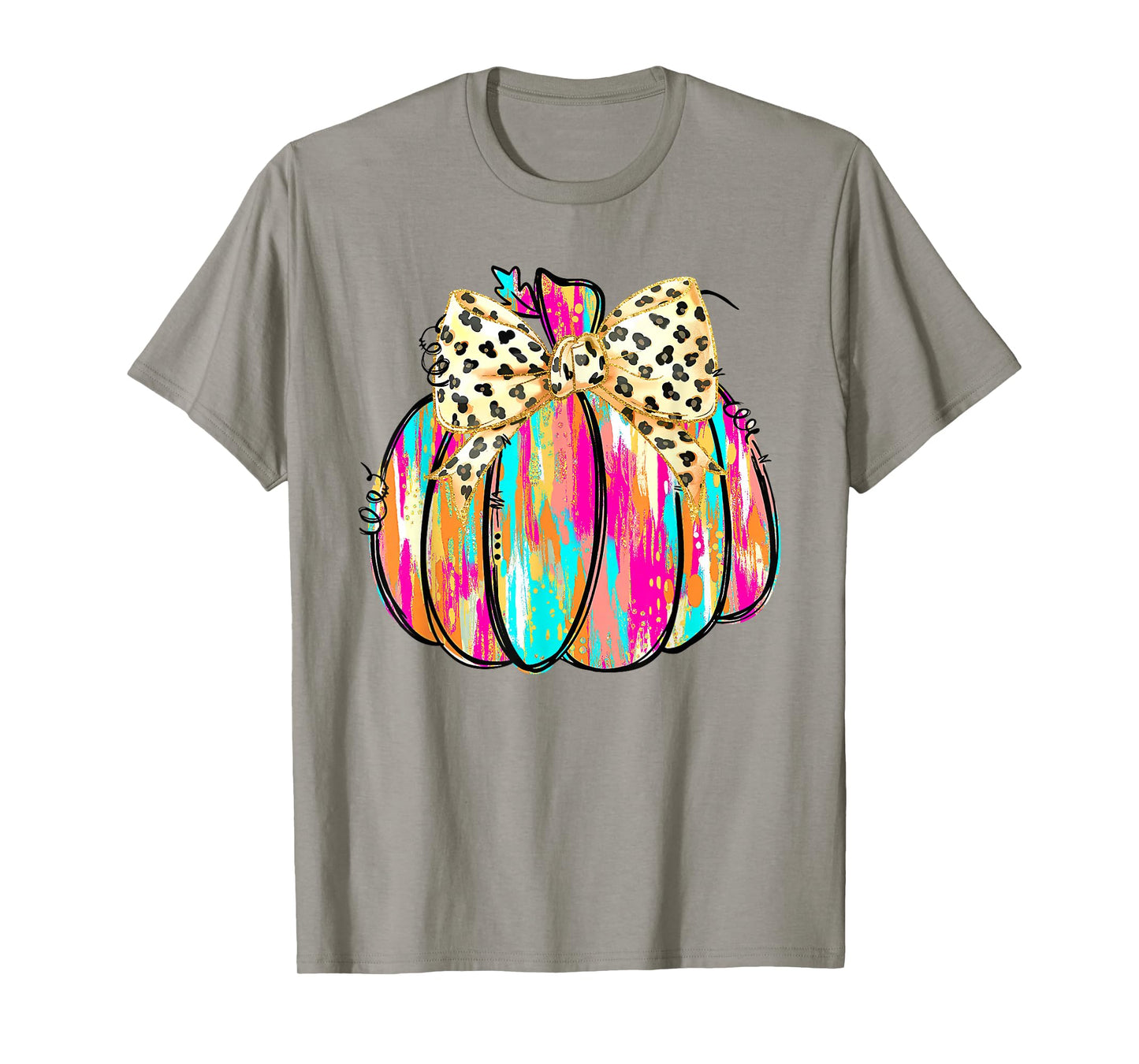 Coquette Bow Pumpkin Season Autumn Fall Leaves Thanksgiving T-Shirt