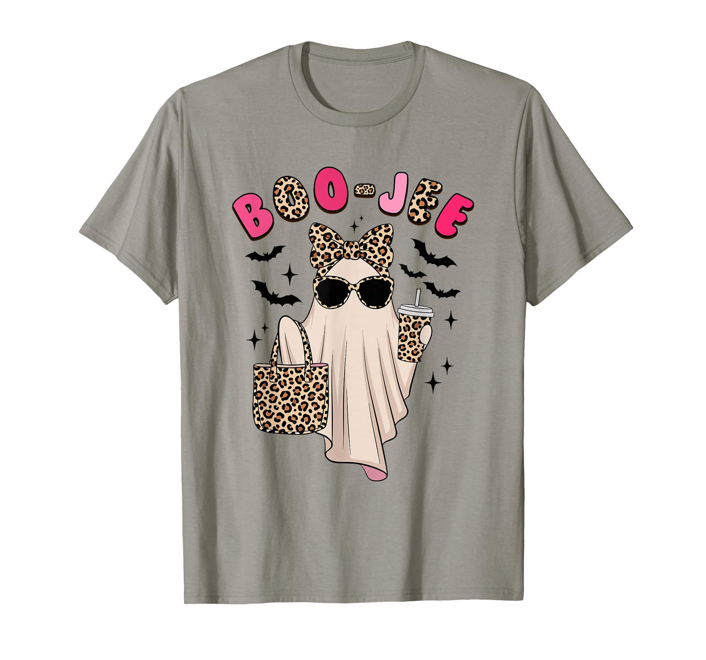 Coquette Leopard Ghost Coffee Boo-JEE Halloween Boujee Ghost T-Shirt