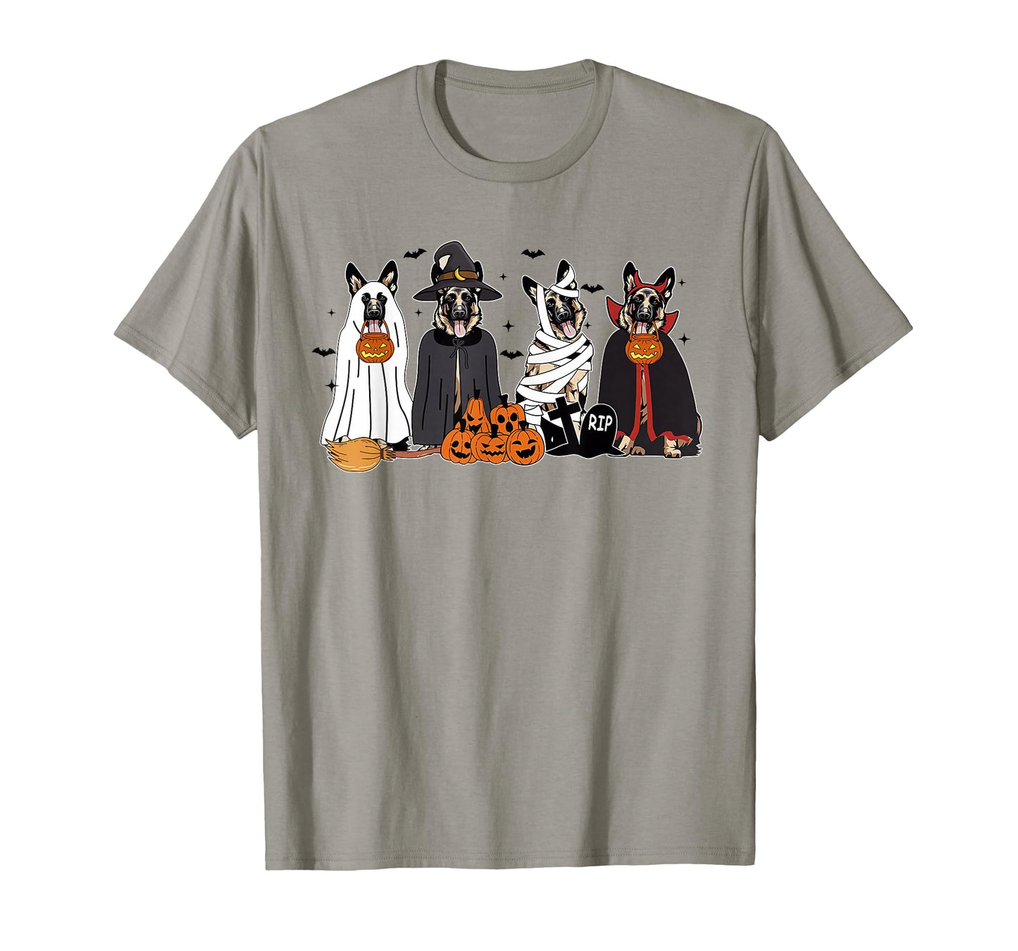 Funny German Shepherd Dogs Dressed As Ghost Spooky Halloween T-Shirt