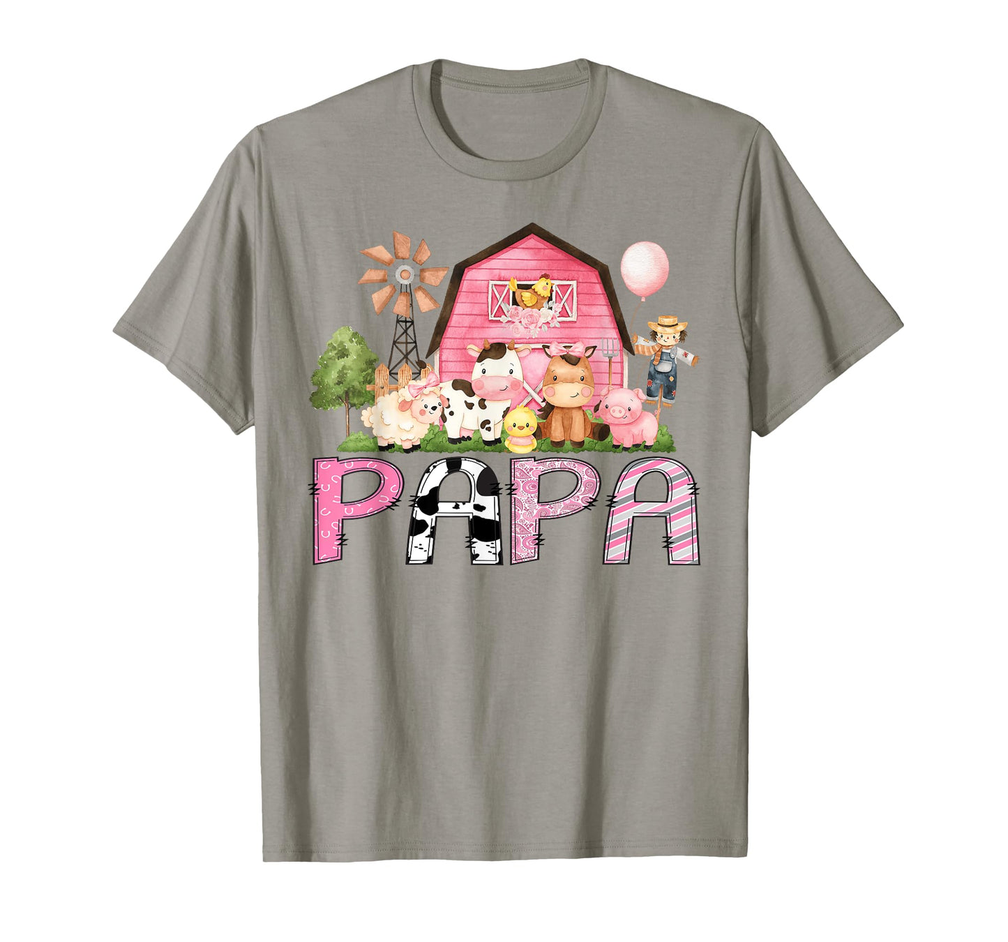 Papa Pink Farm Cow Lover Birthday Girl Matching T-Shirt
