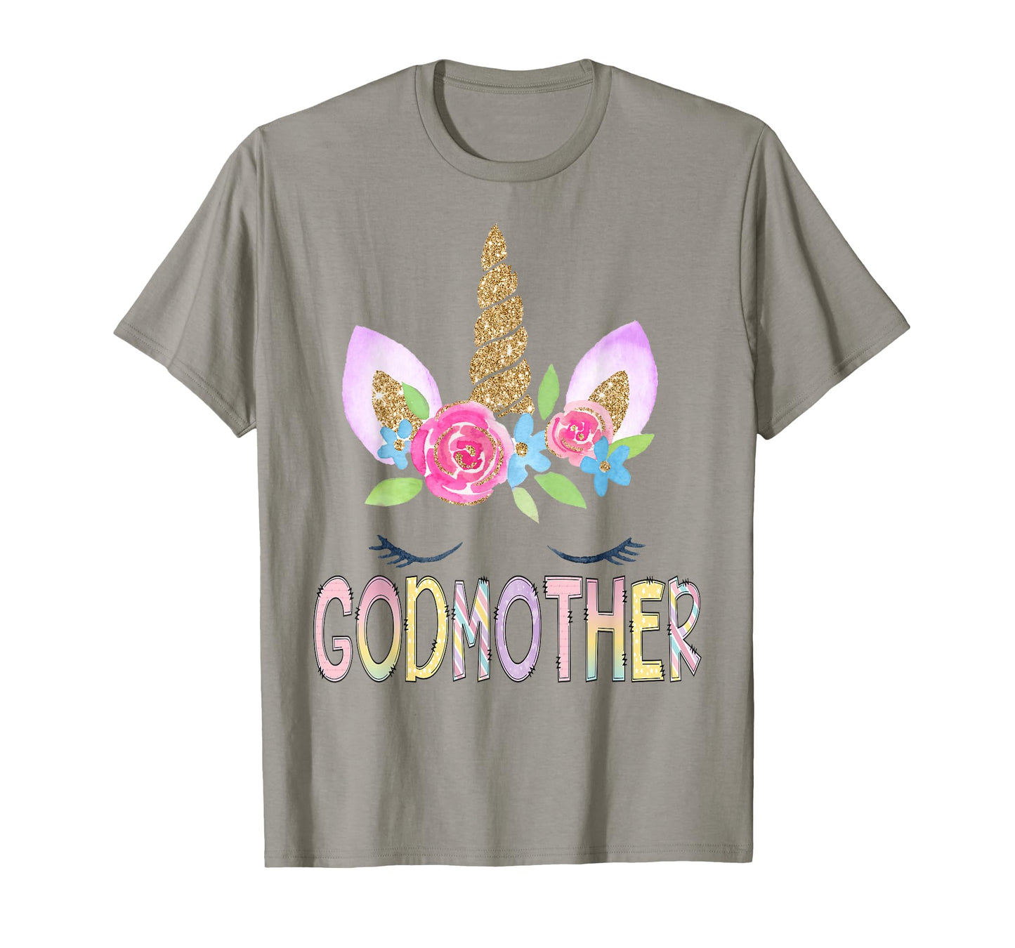 Godmother Unicorn Floral Birthday Girl Family Matching T-Shirt