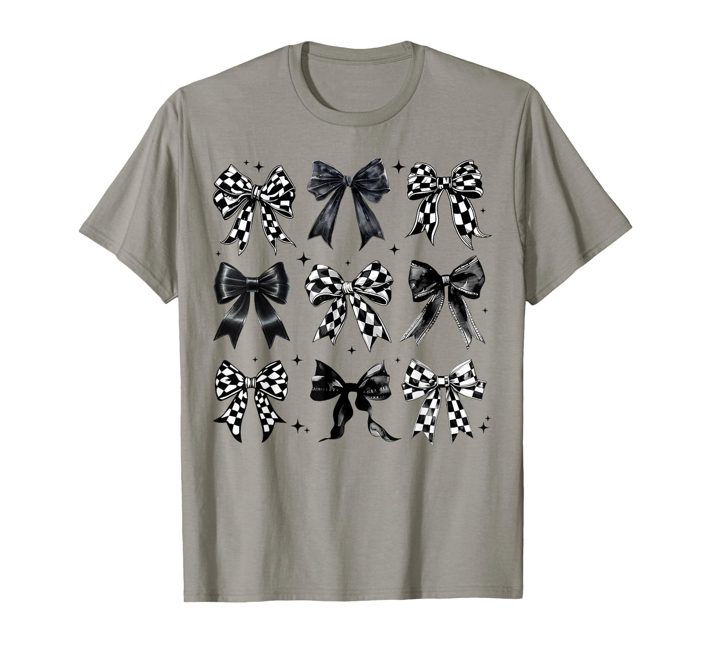 Coquette Bow Checkered Racing Women Girls Racer Family T-Shirt