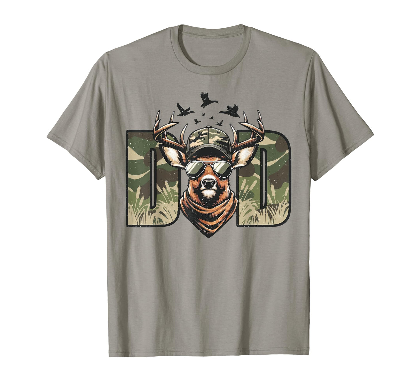 Old School Camo Dad Hunting Camouflage Deer Father's Day T-Shirt