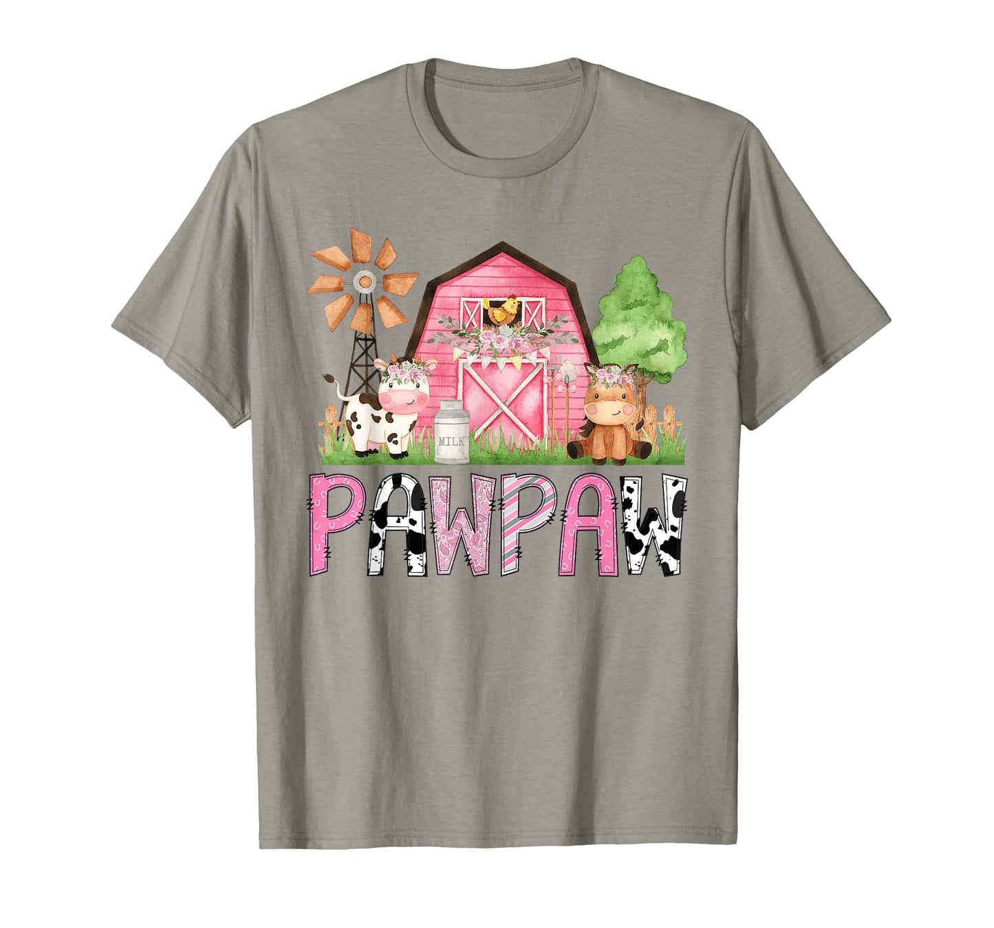 Pawpaw Pink Farm Animal Birthday Kids Matching Family T-Shirt