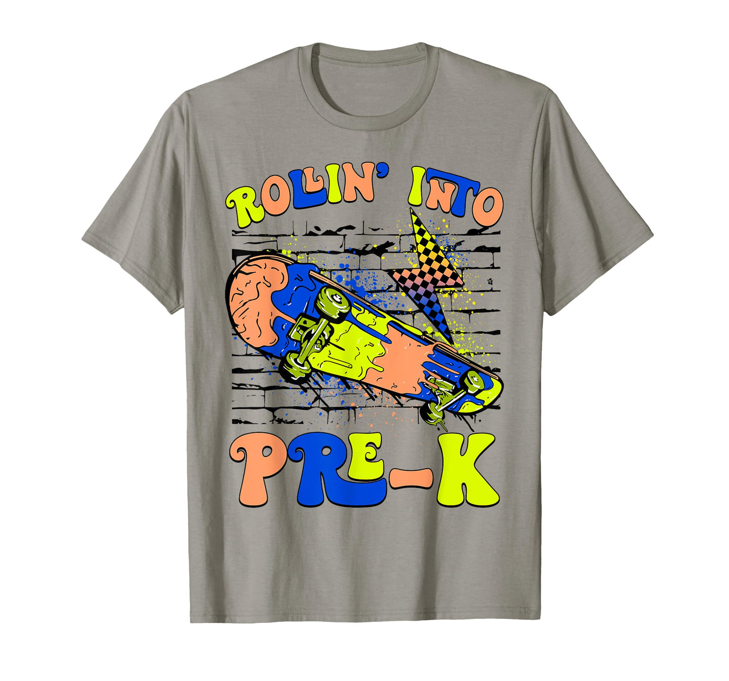 Rollin' Into Pre-K Skateboard First Day Of School Boys Kids T-Shirt
