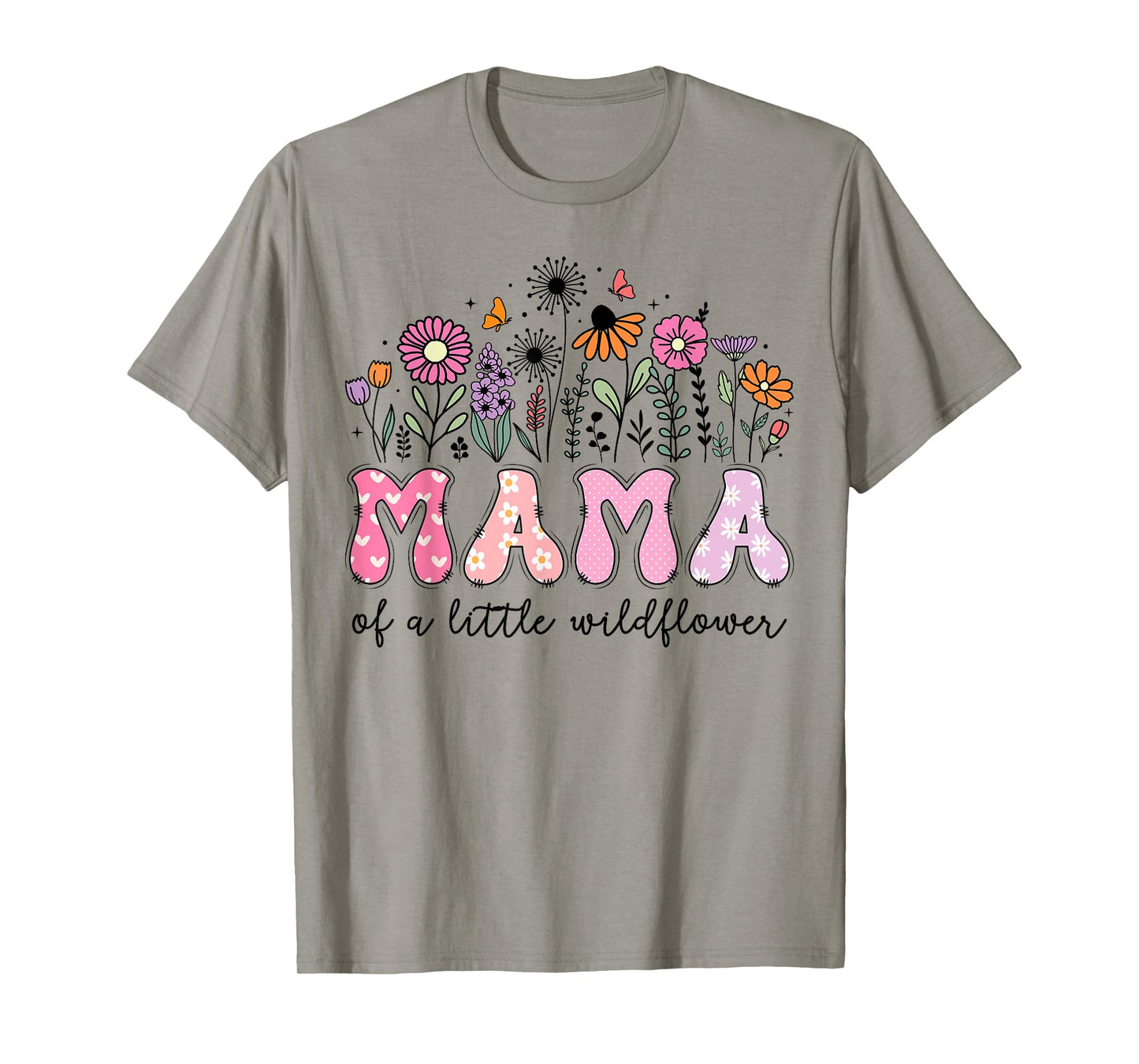 Mama Of The Little Wildflower Pink Floral Birthday Girl T-Shirt