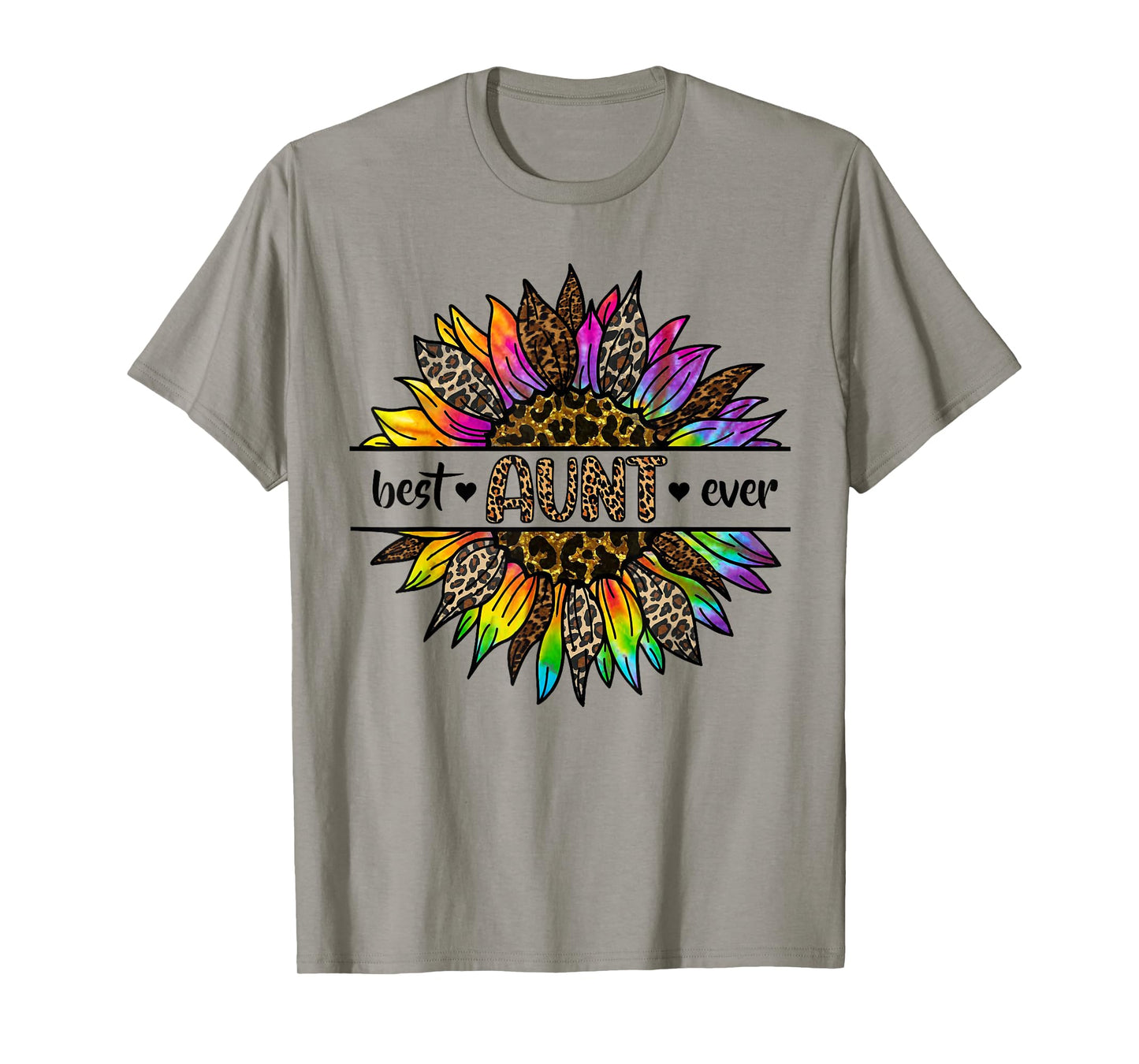 Best Aunt Ever Sunflower Leopard Tie Dye Auntie Mothers Day T-Shirt