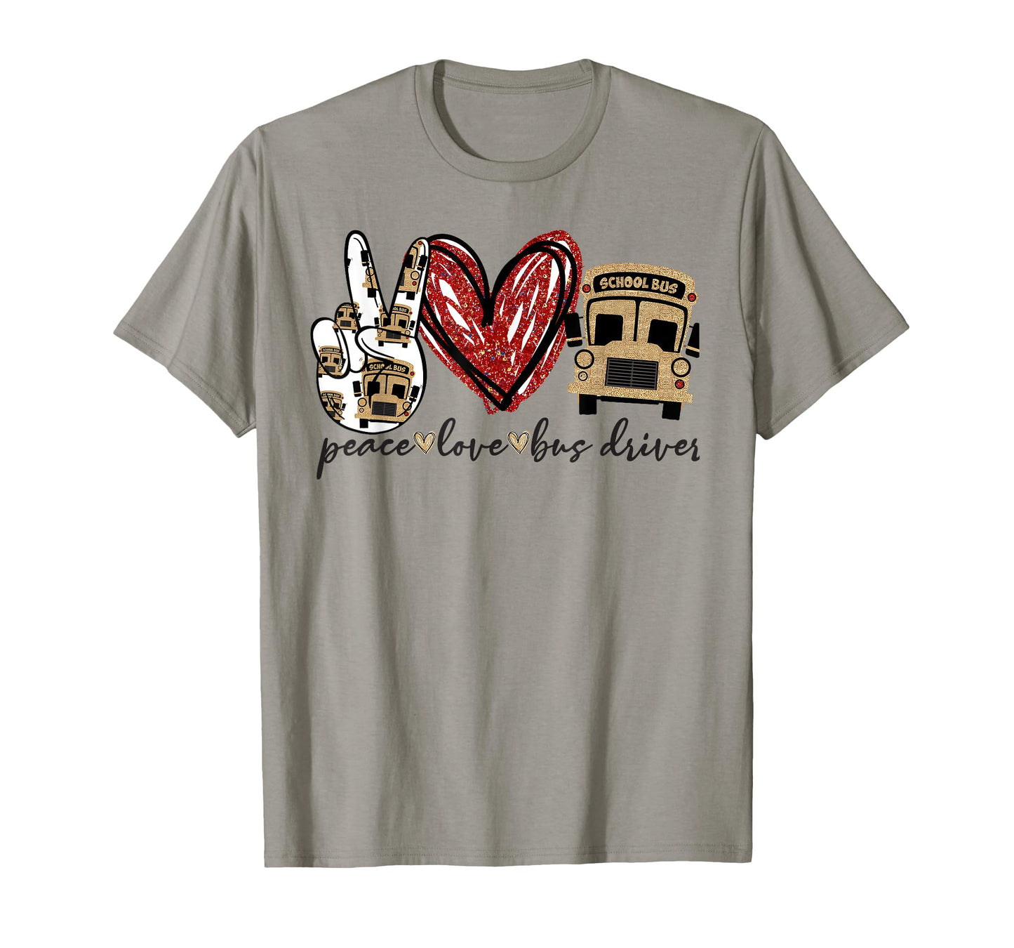 Peace Love Bus Driver Funny School Bus Driver Kids T-Shirt