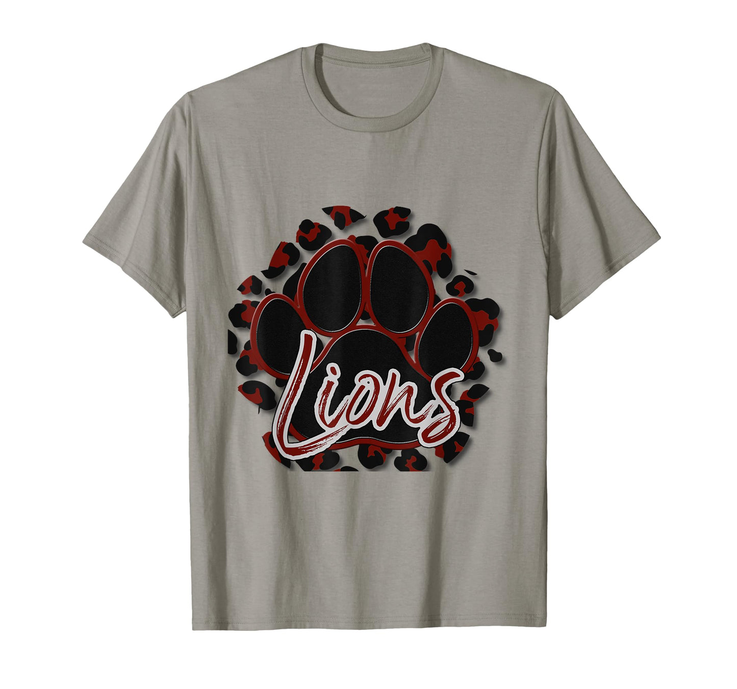 Lions Maroon Black Cheetah School Sports Fan Team Spirit T-Shirt