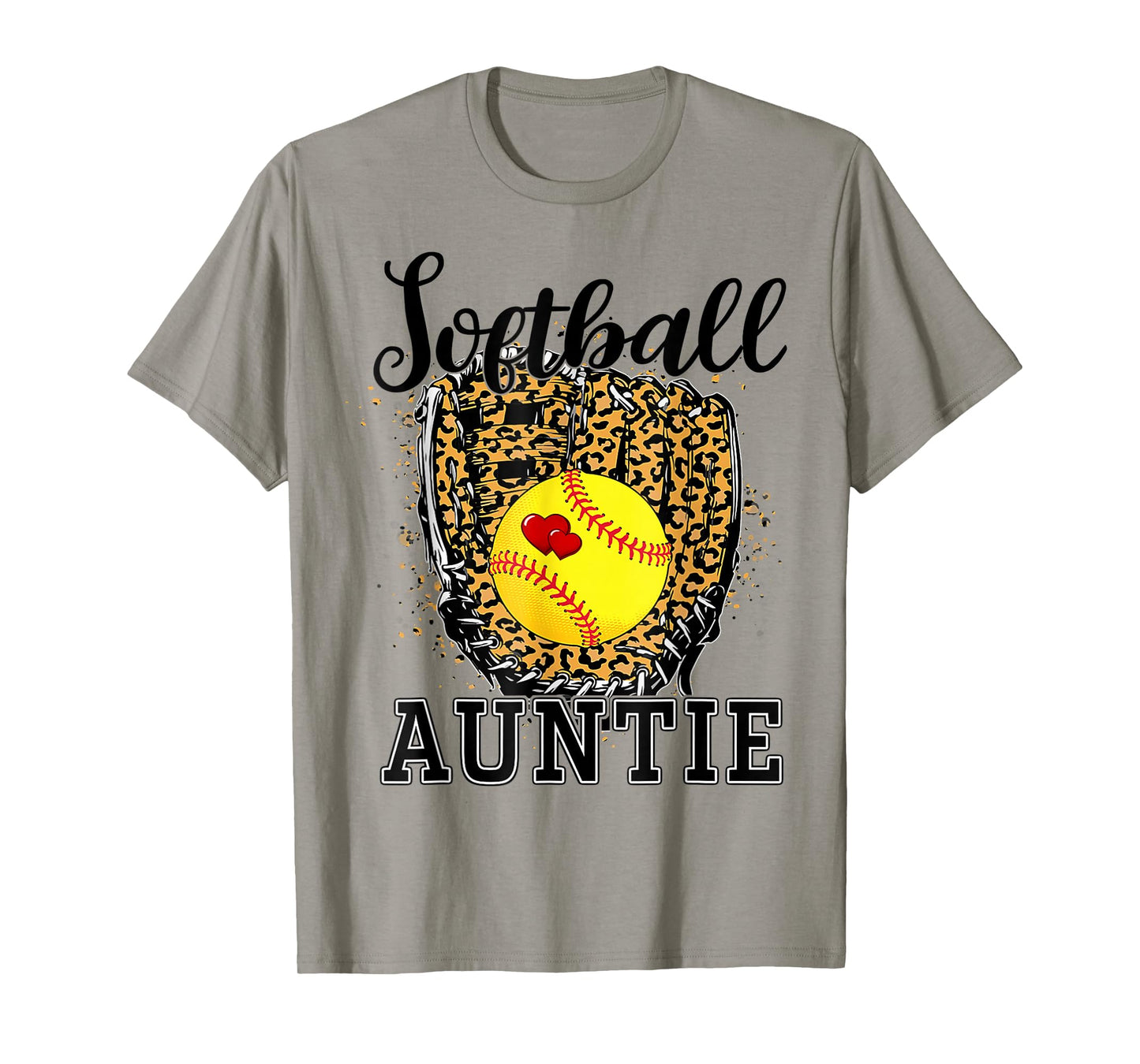 Softball Auntie Leopard Game Day Aunt Mother T-Shirt