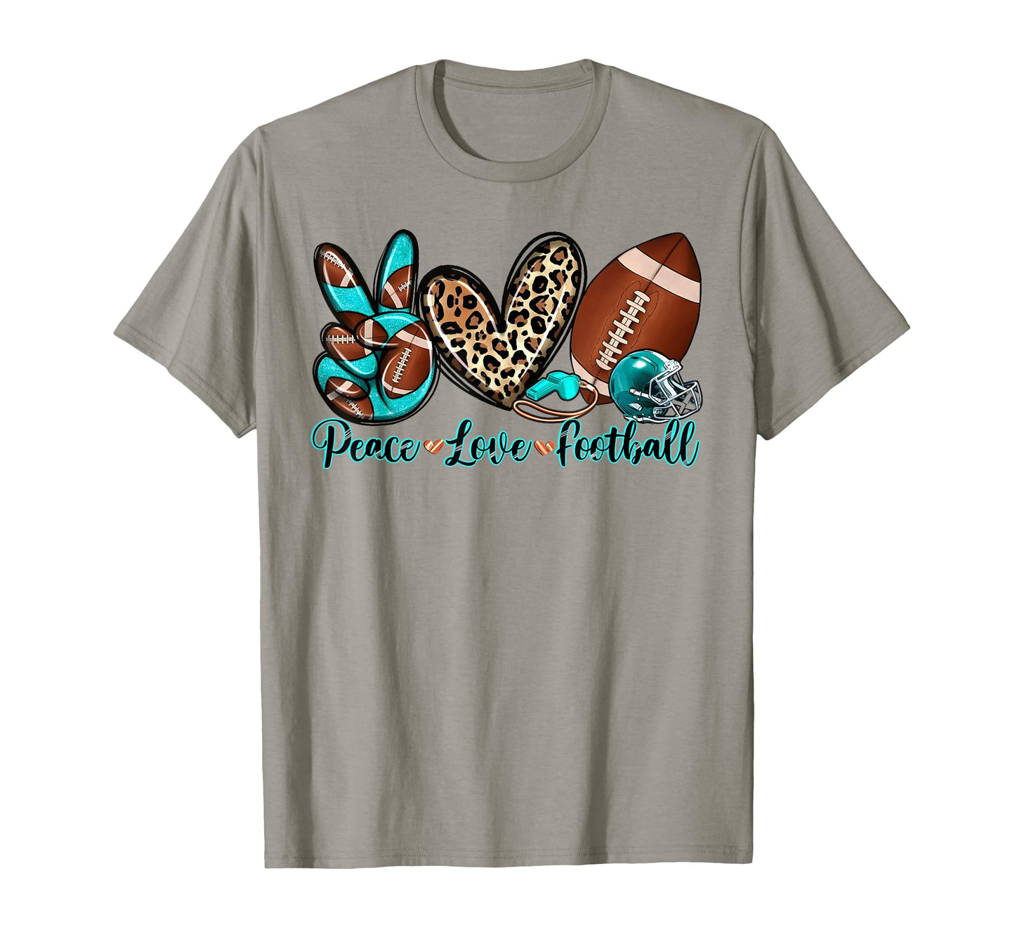 Peace Love Football Leopard American Football Lover T-Shirt
