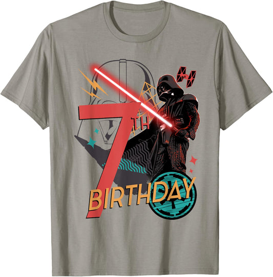 Star Wars Darth Vader 7th Birthday Abstract Background T-Shirt
