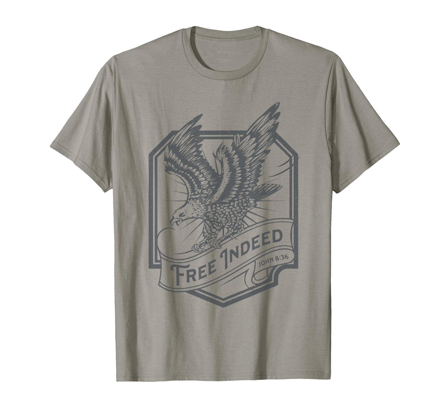 Retro Free Indeed John 8:36 Christian Funny Eagle T-Shirt
