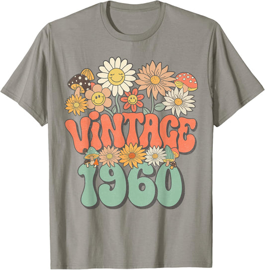 Vintage 1960 Floral Hippie Groovy Daisy Flower 65th Birthday T-Shirt