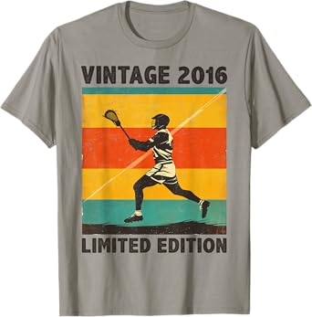 9 Years Old Birthday Gift Vintage 2016 Lacrosse Lover 9th T-Shirt